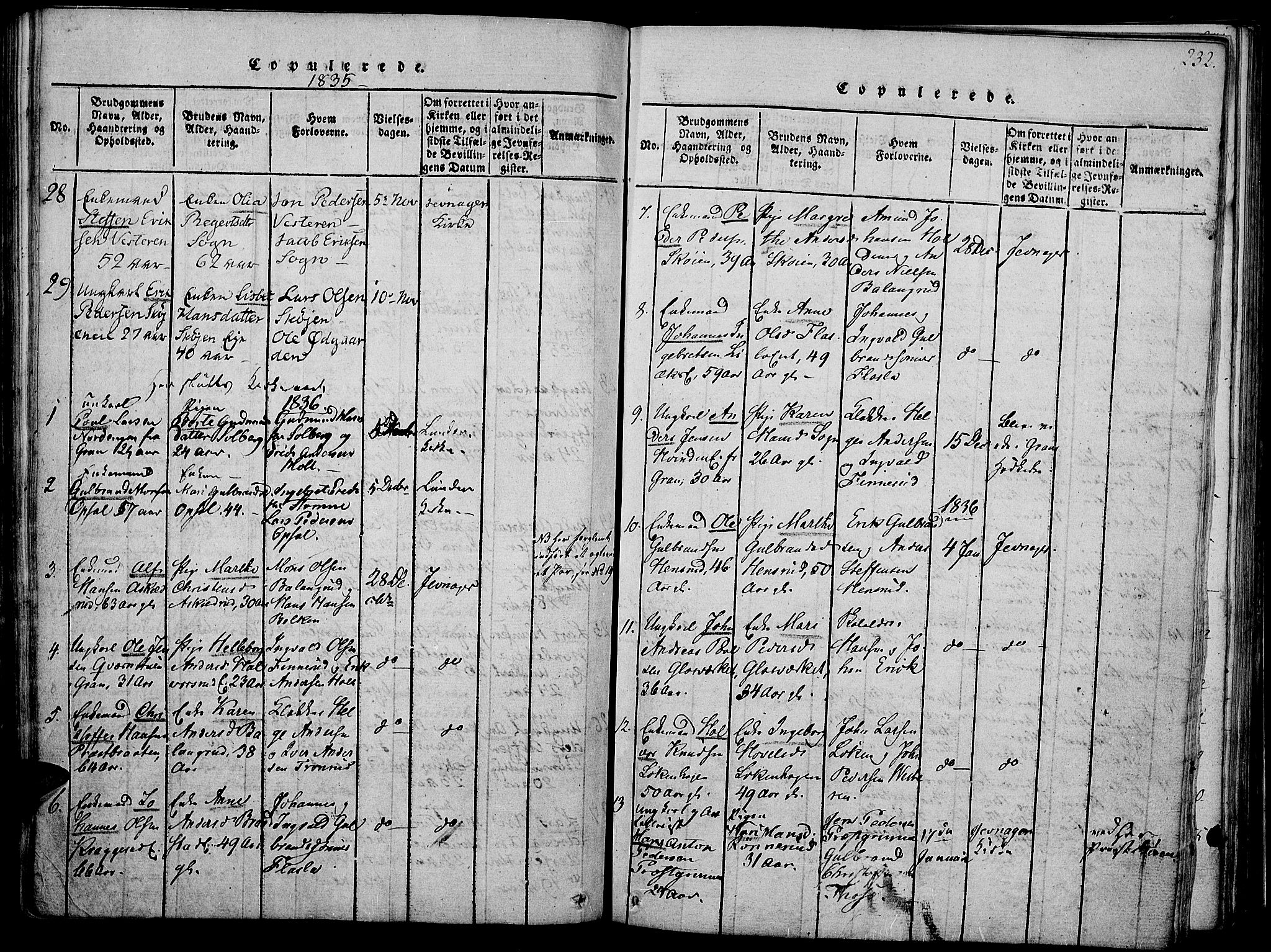 Jevnaker prestekontor, AV/SAH-PREST-116/H/Ha/Haa/L0005: Ministerialbok nr. 5, 1815-1837, s. 232
