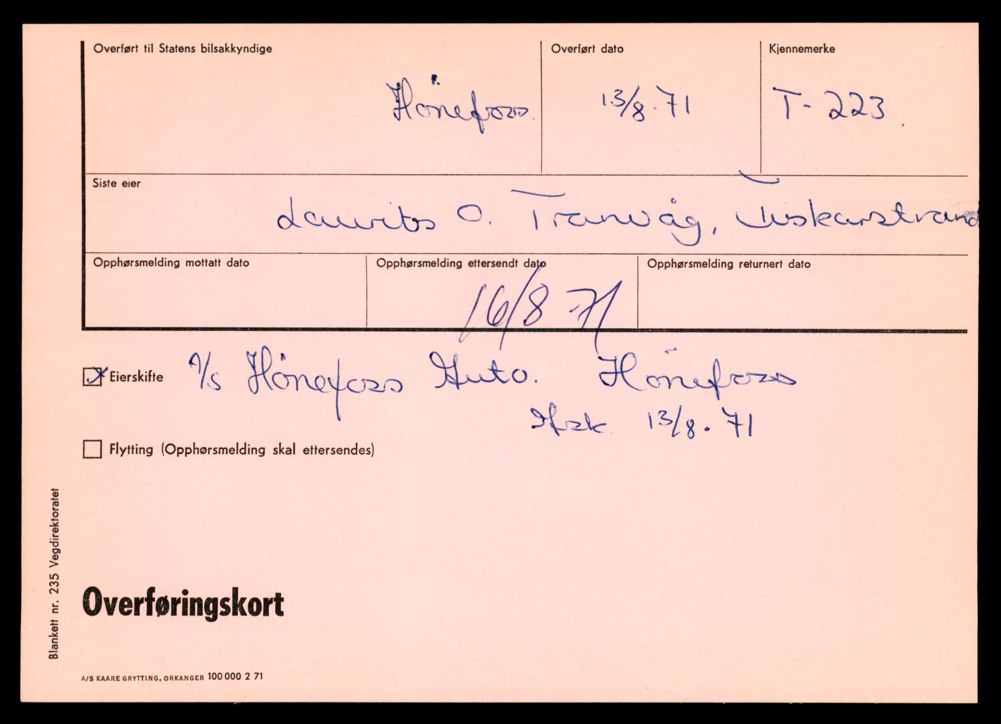 Møre og Romsdal vegkontor - Ålesund trafikkstasjon, SAT/A-4099/F/Fe/L0002: Registreringskort for kjøretøy T 128 - T 231, 1927-1998, s. 2744