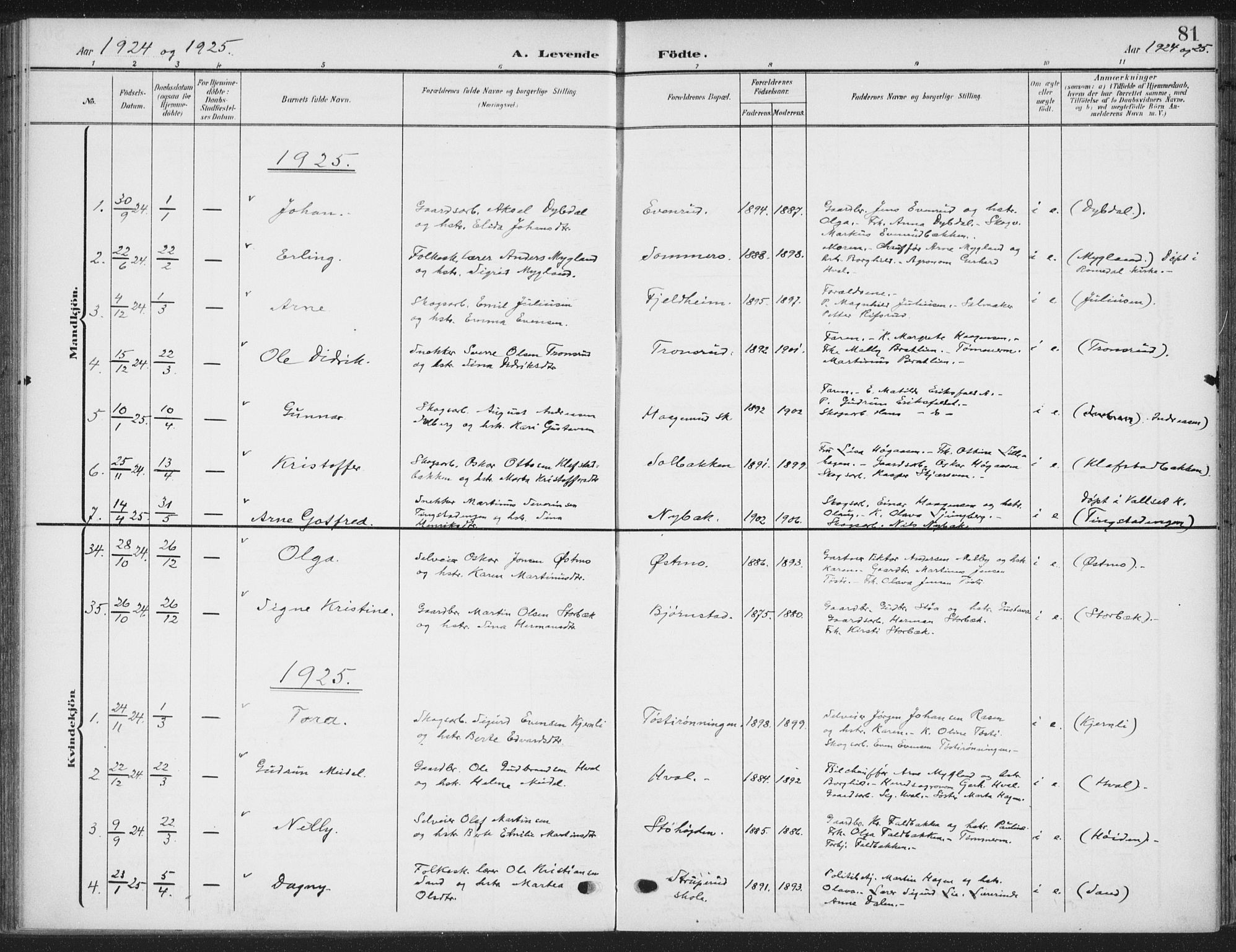 Romedal prestekontor, AV/SAH-PREST-004/K/L0009: Ministerialbok nr. 9, 1906-1929, s. 81