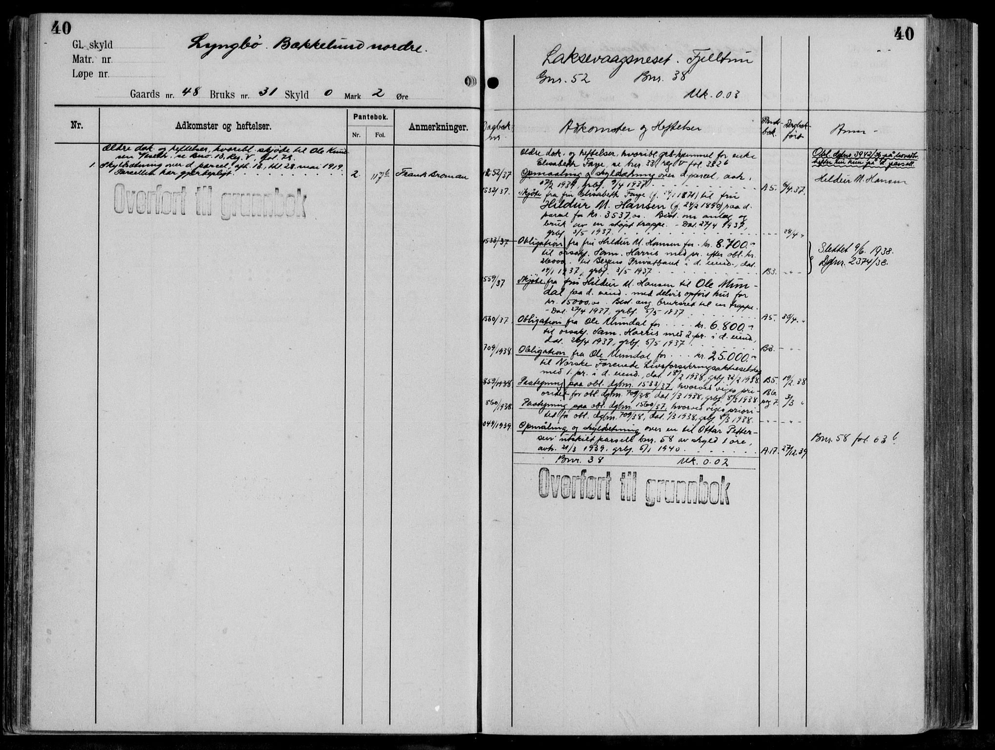 Midhordland sorenskriveri, AV/SAB-A-3001/1/G/Ga/Gab/L0111: Panteregister nr. II.A.b.111, s. 40