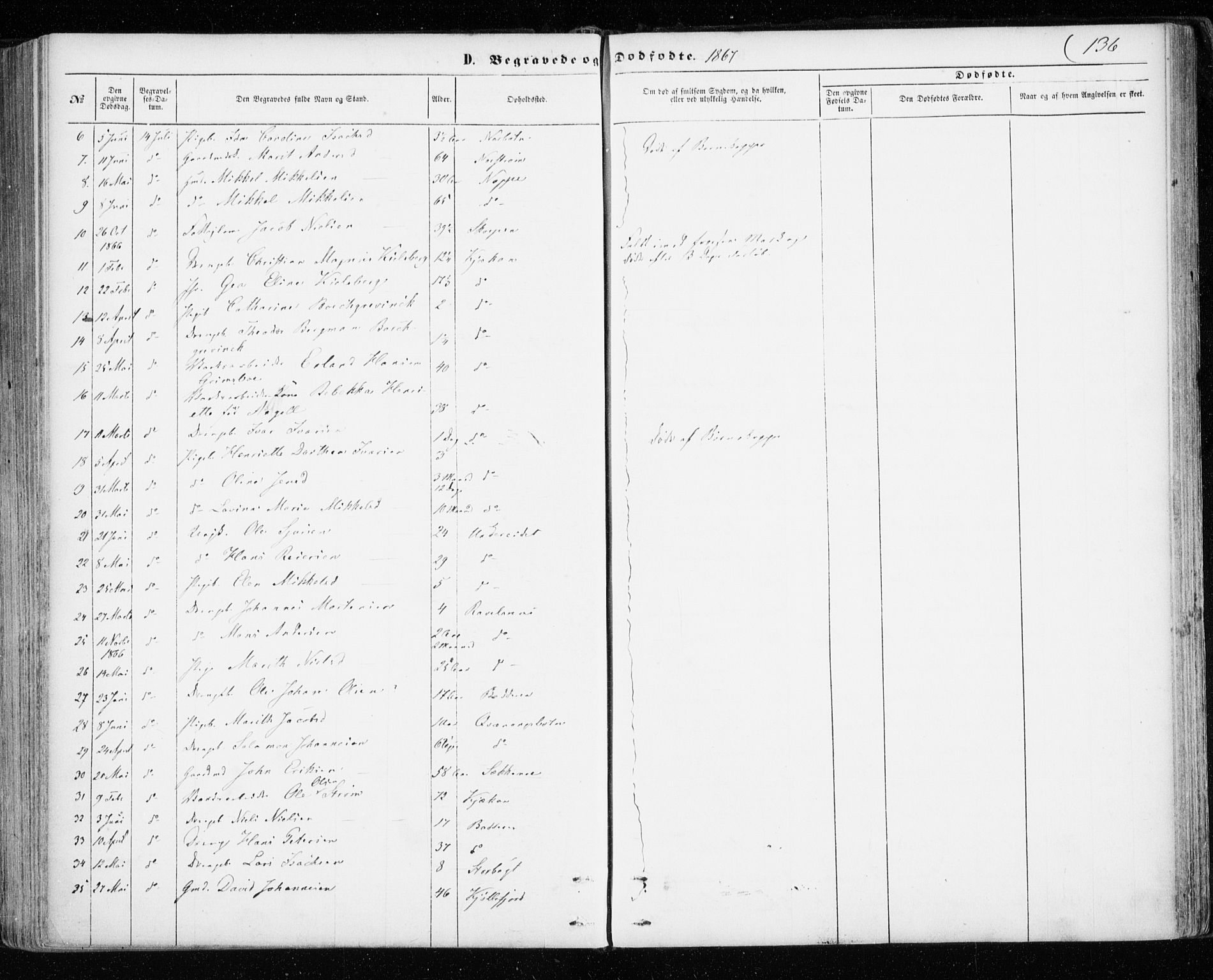 Skjervøy sokneprestkontor, AV/SATØ-S-1300/H/Ha/Haa/L0011kirke: Ministerialbok nr. 11, 1861-1877, s. 136