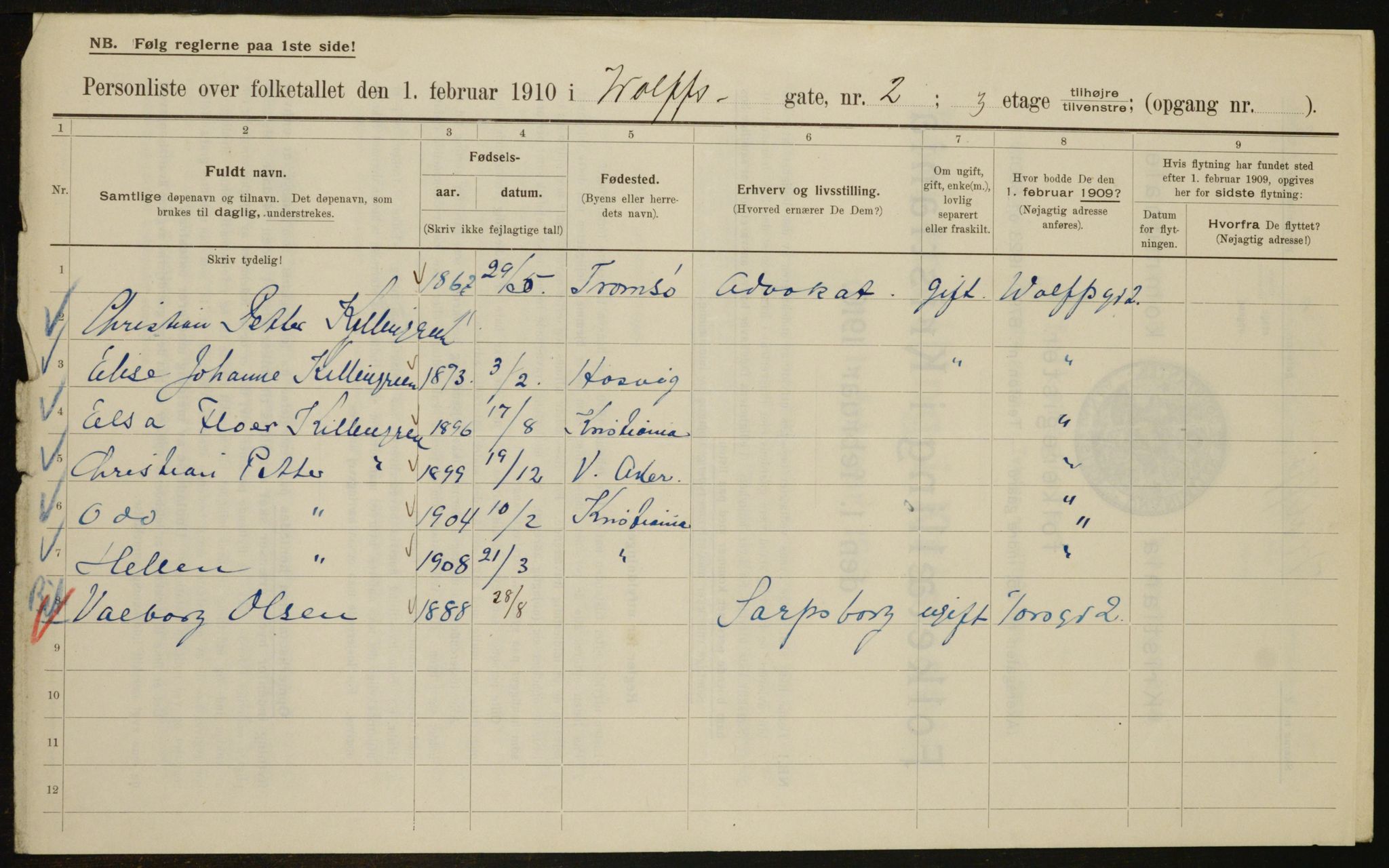 OBA, Kommunal folketelling 1.2.1910 for Kristiania, 1910, s. 121816