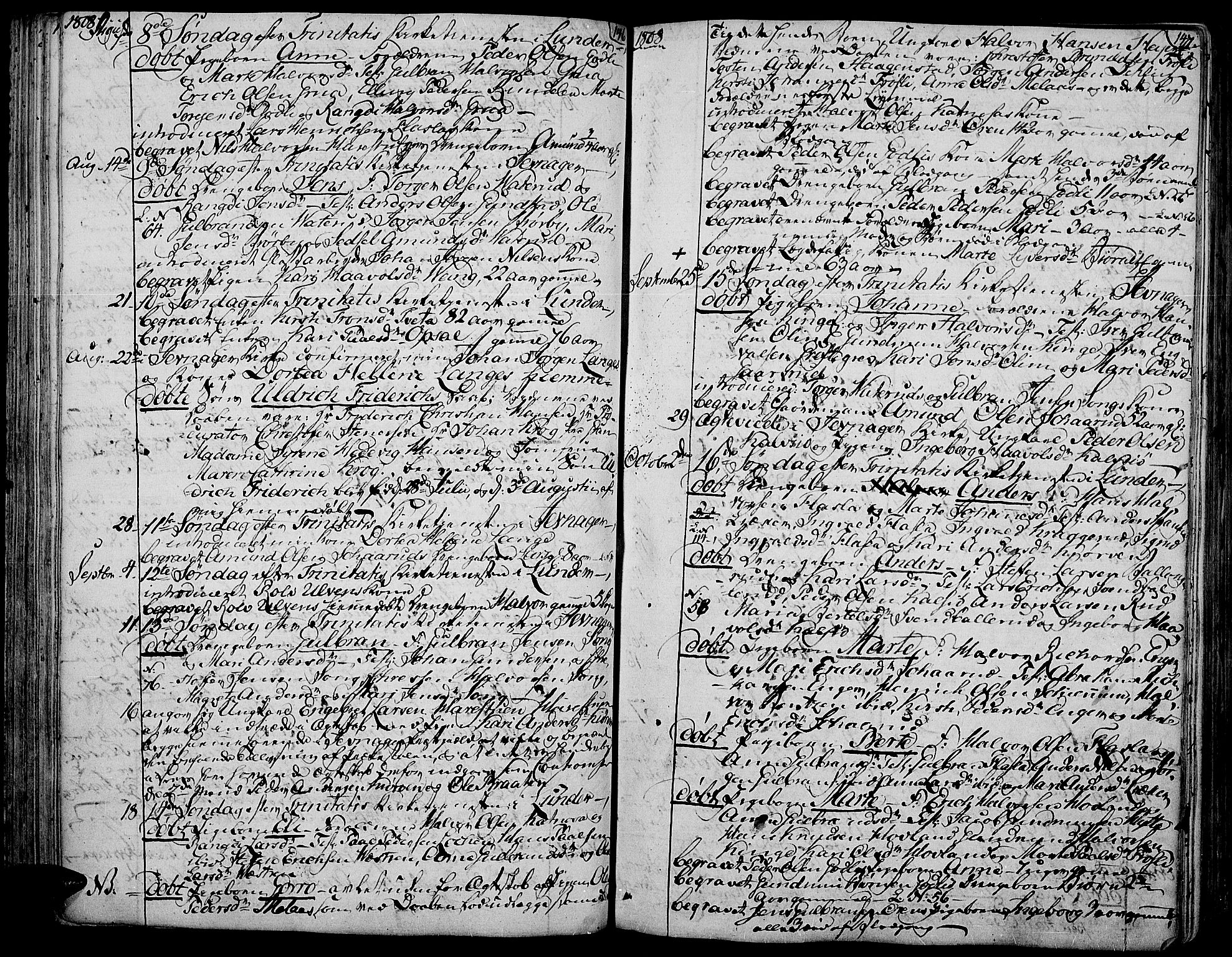 Jevnaker prestekontor, AV/SAH-PREST-116/H/Ha/Haa/L0004: Ministerialbok nr. 4, 1800-1861, s. 146-147