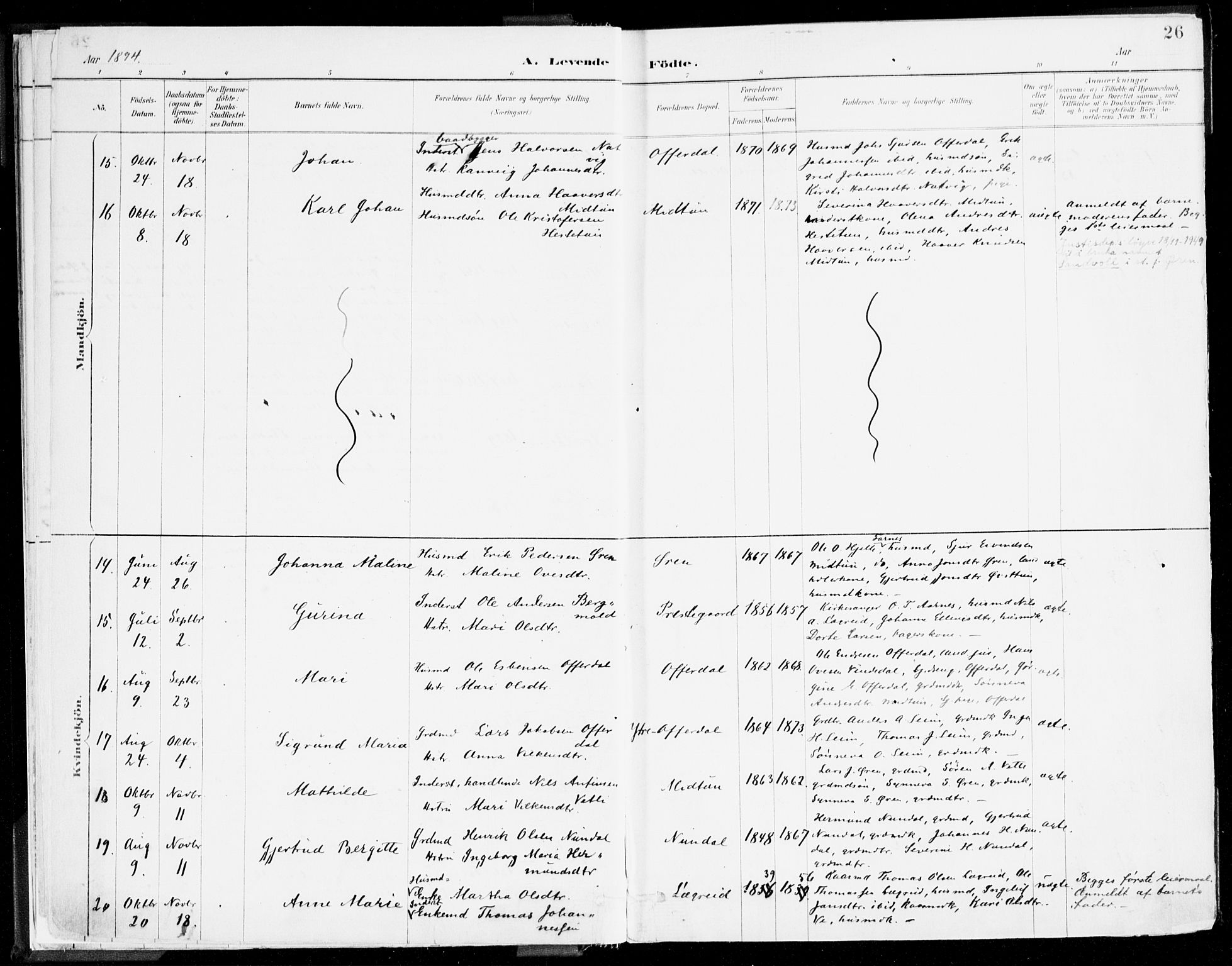 Årdal sokneprestembete, AV/SAB-A-81701: Ministerialbok nr. A 5, 1887-1917, s. 26