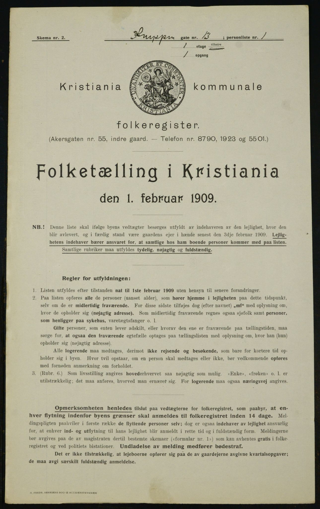 OBA, Kommunal folketelling 1.2.1909 for Kristiania kjøpstad, 1909, s. 88940