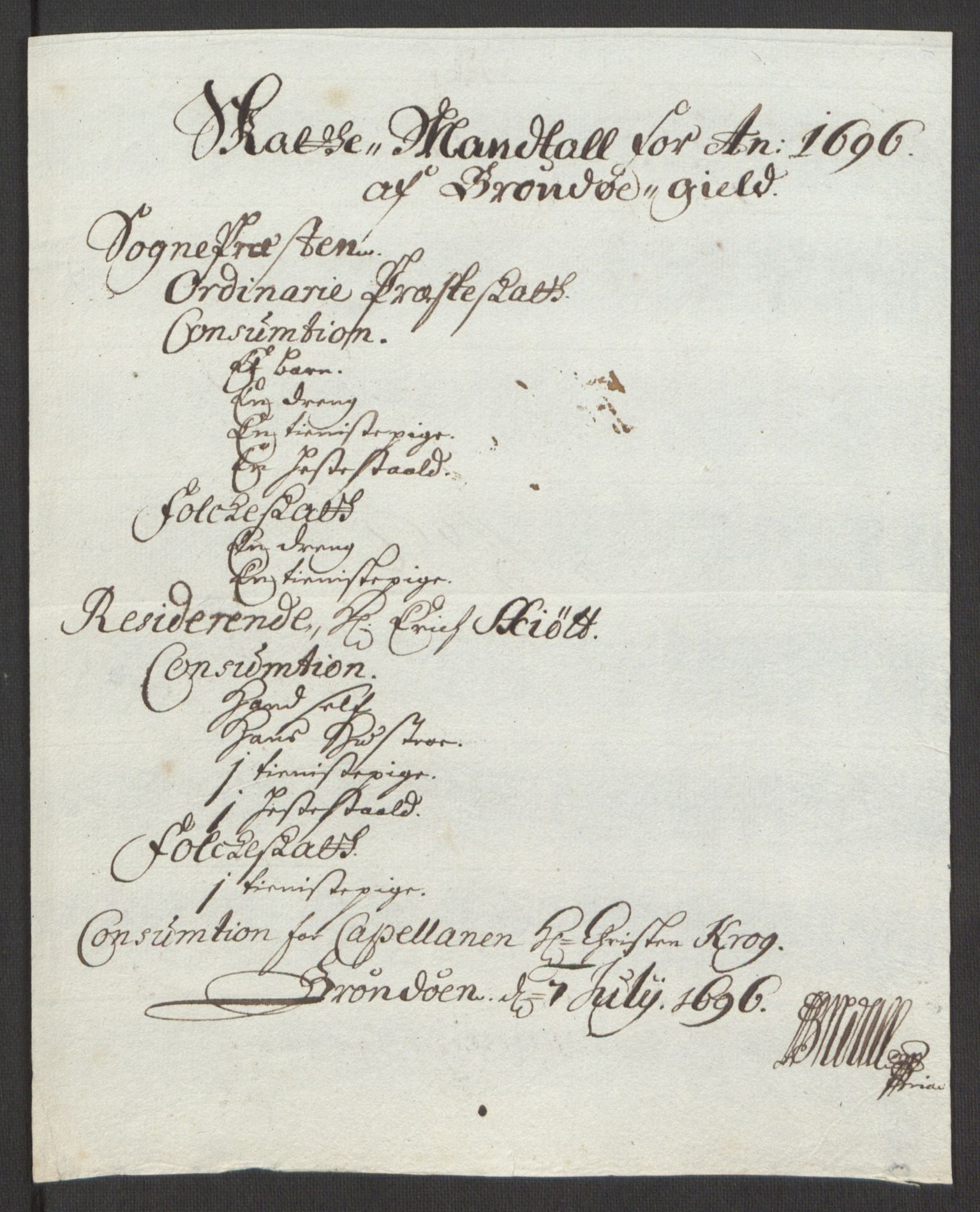 Rentekammeret inntil 1814, Reviderte regnskaper, Fogderegnskap, RA/EA-4092/R65/L4505: Fogderegnskap Helgeland, 1693-1696, s. 519