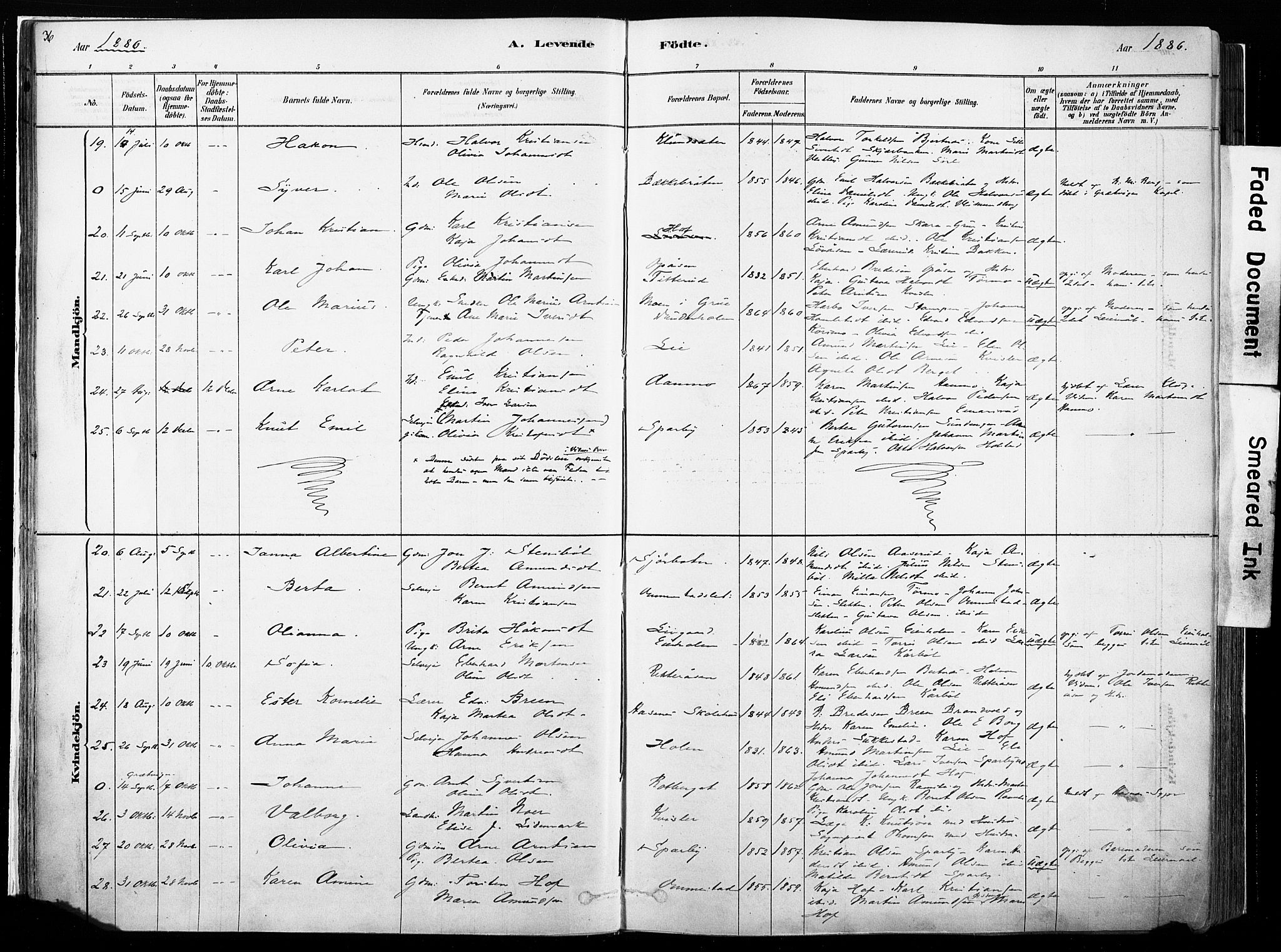 Hof prestekontor, AV/SAH-PREST-038/H/Ha/Haa/L0010: Ministerialbok nr. 10, 1878-1909, s. 36
