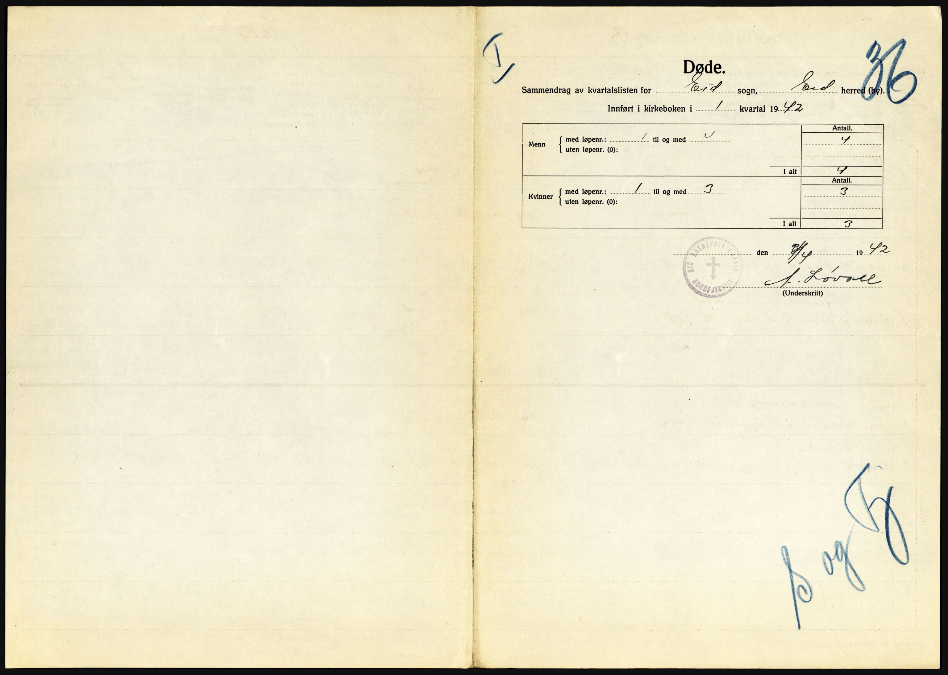 Statistisk sentralbyrå, Sosiodemografiske emner, Befolkning, RA/S-2228/D/Df/Dfe/Dfeb/L0032: Sogn og Fjordane, 1942, s. 605