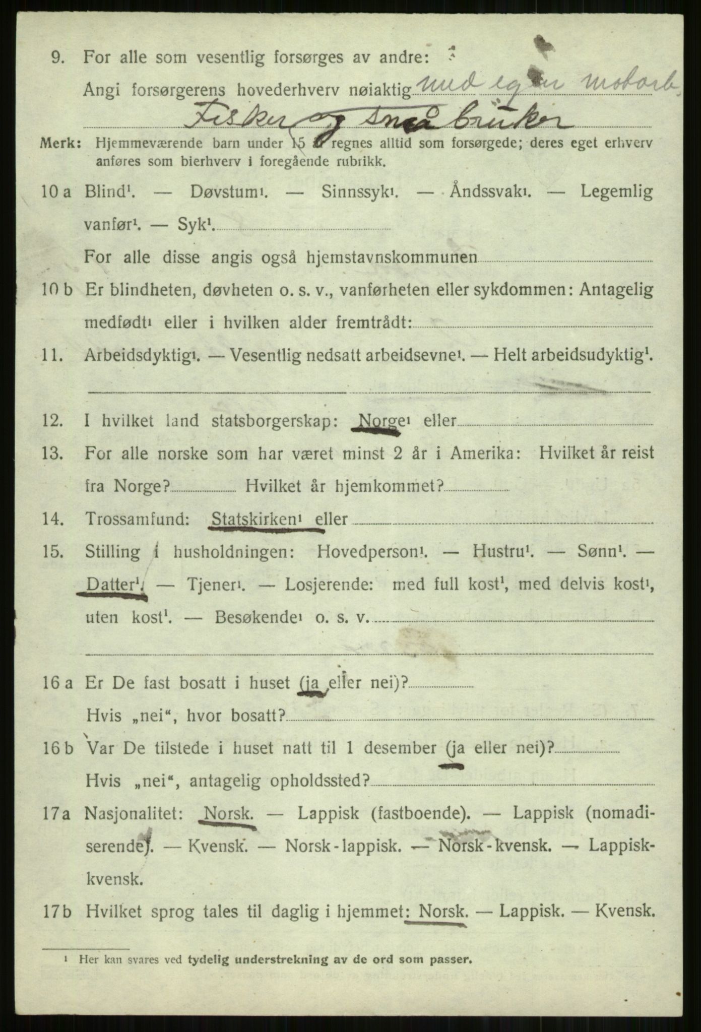SATØ, Folketelling 1920 for 1938 Lyngen herred, 1920, s. 13012