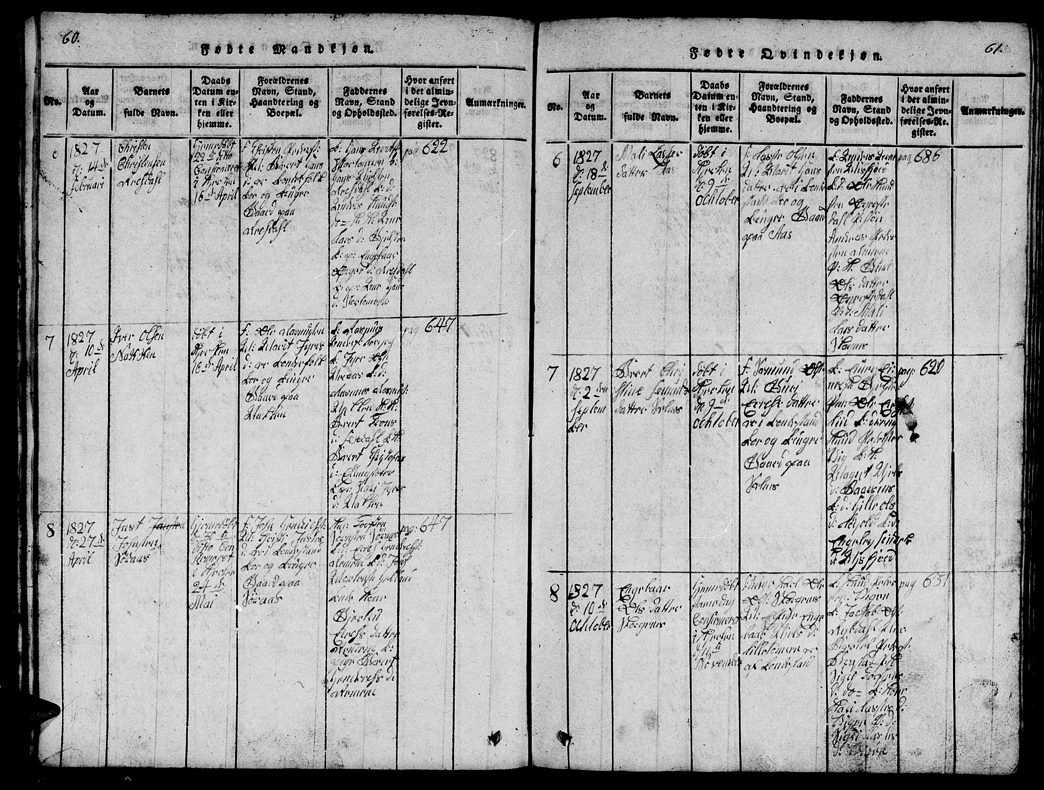 Ministerialprotokoller, klokkerbøker og fødselsregistre - Møre og Romsdal, AV/SAT-A-1454/539/L0535: Klokkerbok nr. 539C01, 1818-1842, s. 60-61