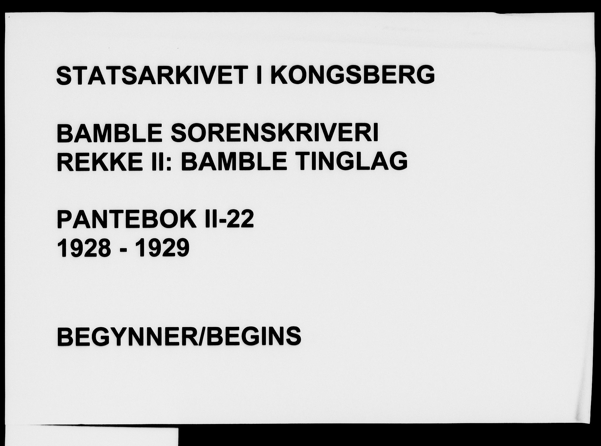 Bamble sorenskriveri, SAKO/A-214/G/Ga/Gab/L0022: Pantebok nr. II 22, 1928-1929