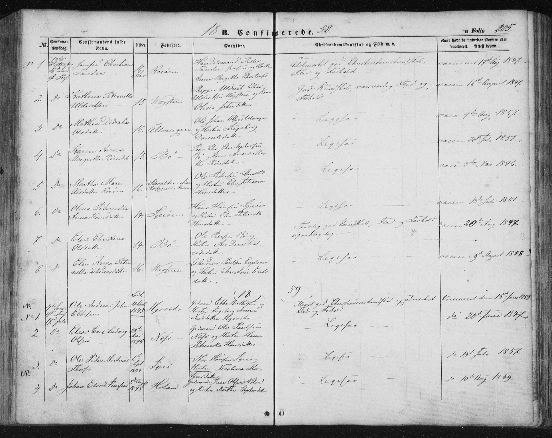 Ministerialprotokoller, klokkerbøker og fødselsregistre - Nordland, SAT/A-1459/816/L0240: Ministerialbok nr. 816A06, 1846-1870, s. 205