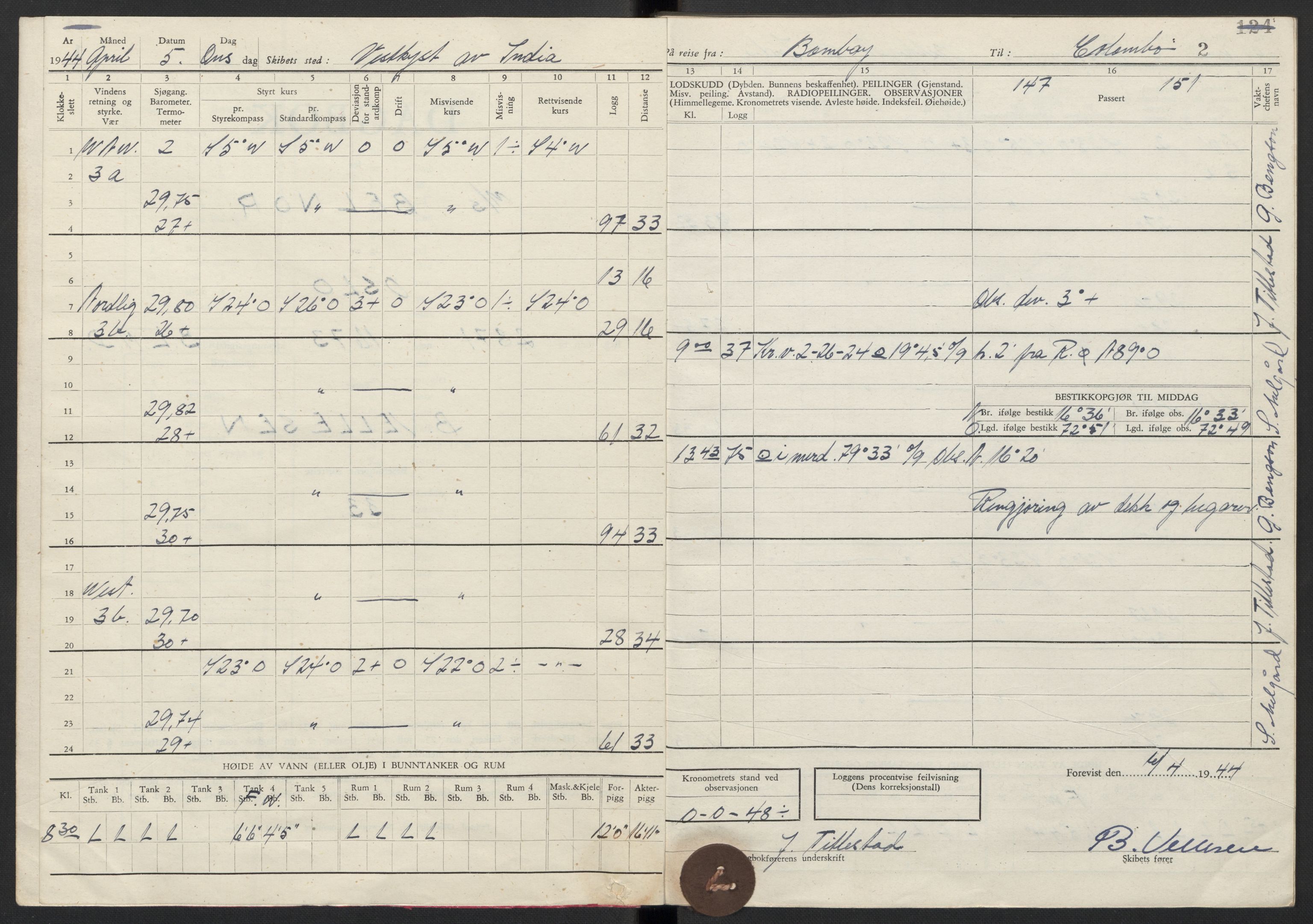 Nortraship, Skipsdagbøker, AV/RA-S-2168/F/L1544/0006: Boknr. 8432 - 8445 / Boknr. 8437 Belnor, 1944