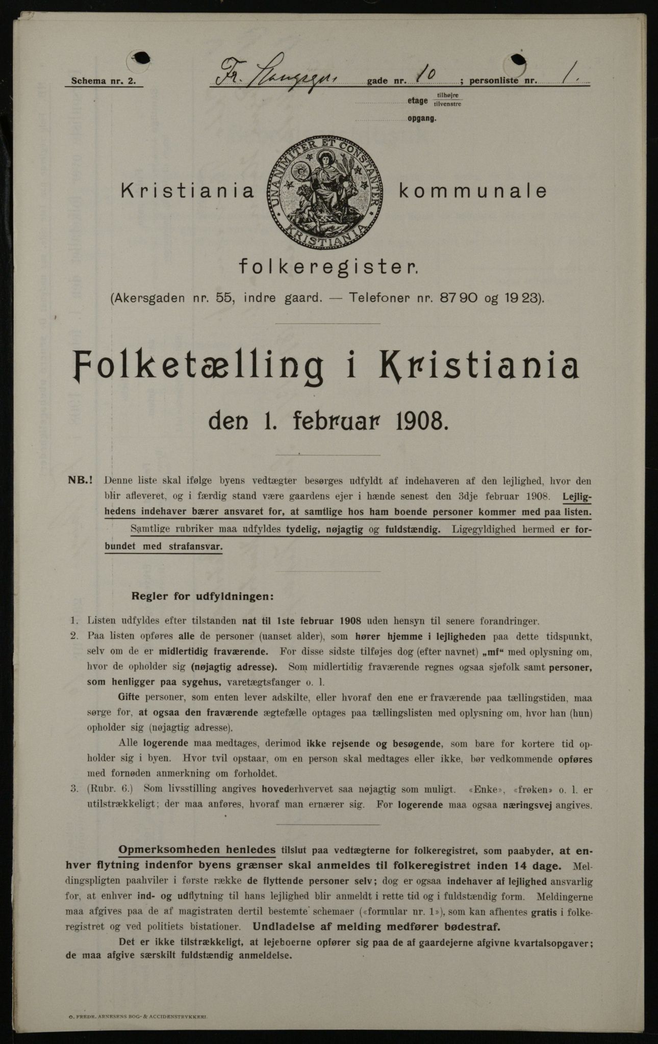 OBA, Kommunal folketelling 1.2.1908 for Kristiania kjøpstad, 1908, s. 24050