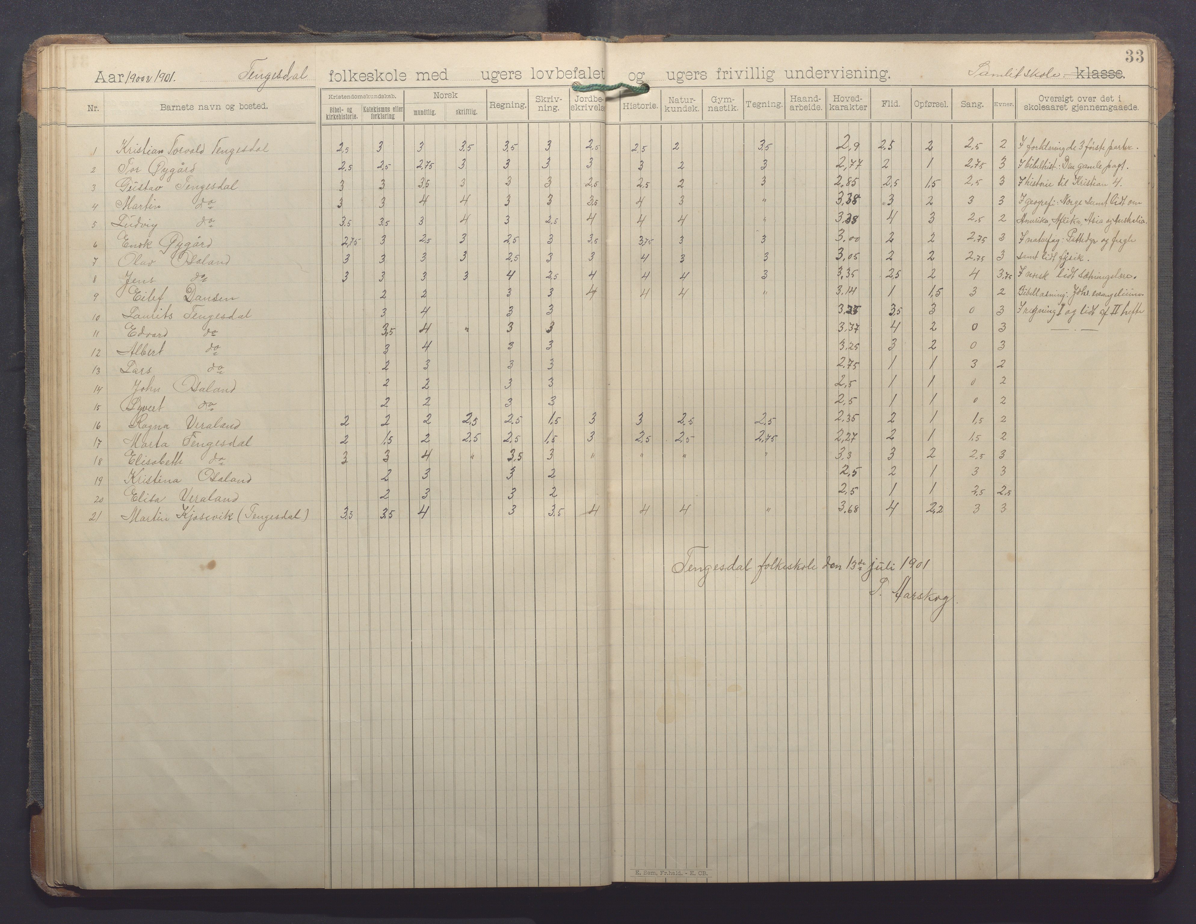 Høle kommune - Horve skole, IKAR/K-100029/I/L0001: Skoleprotokoll, 1894-1916, s. 33