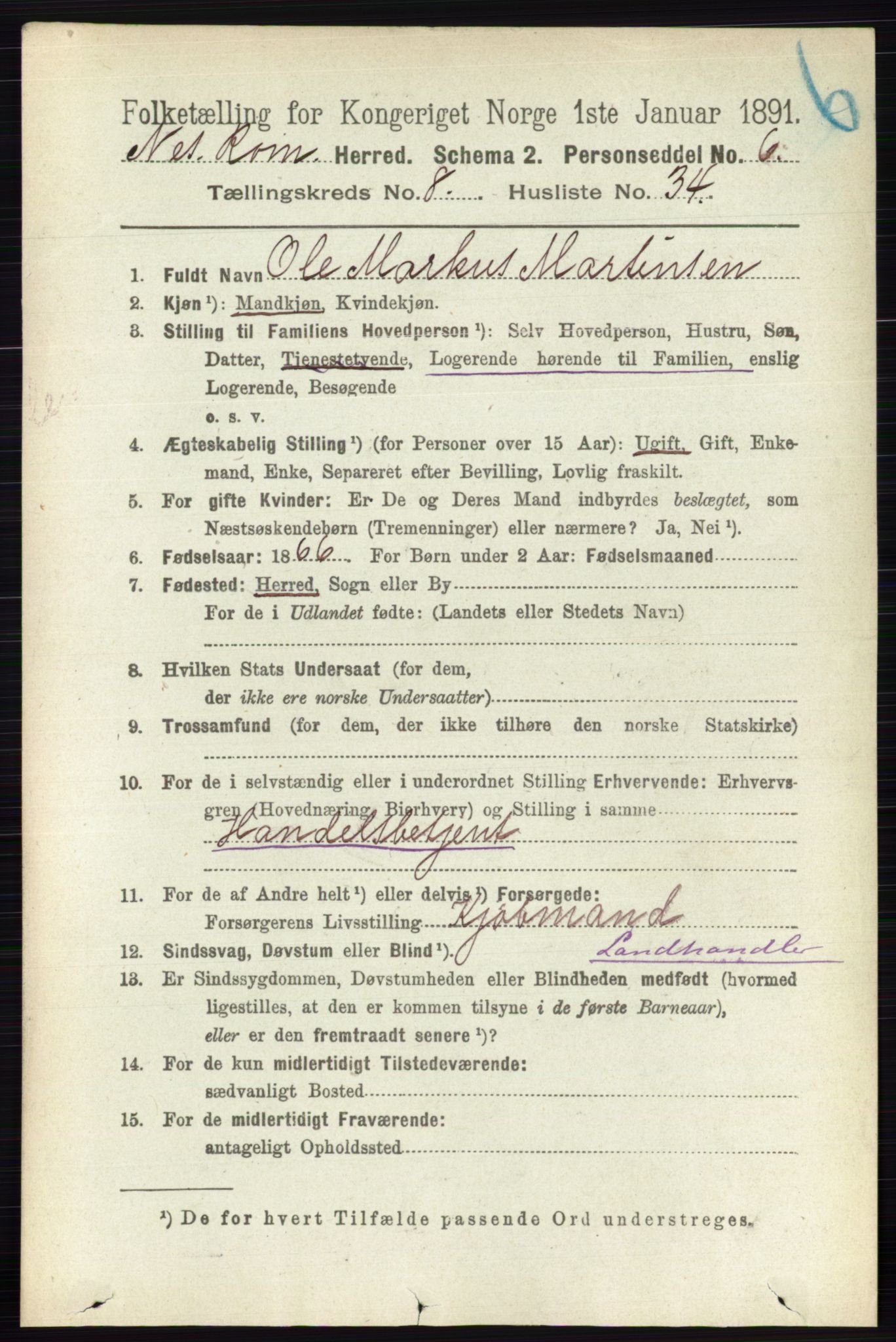 RA, Folketelling 1891 for 0236 Nes herred, 1891, s. 4818