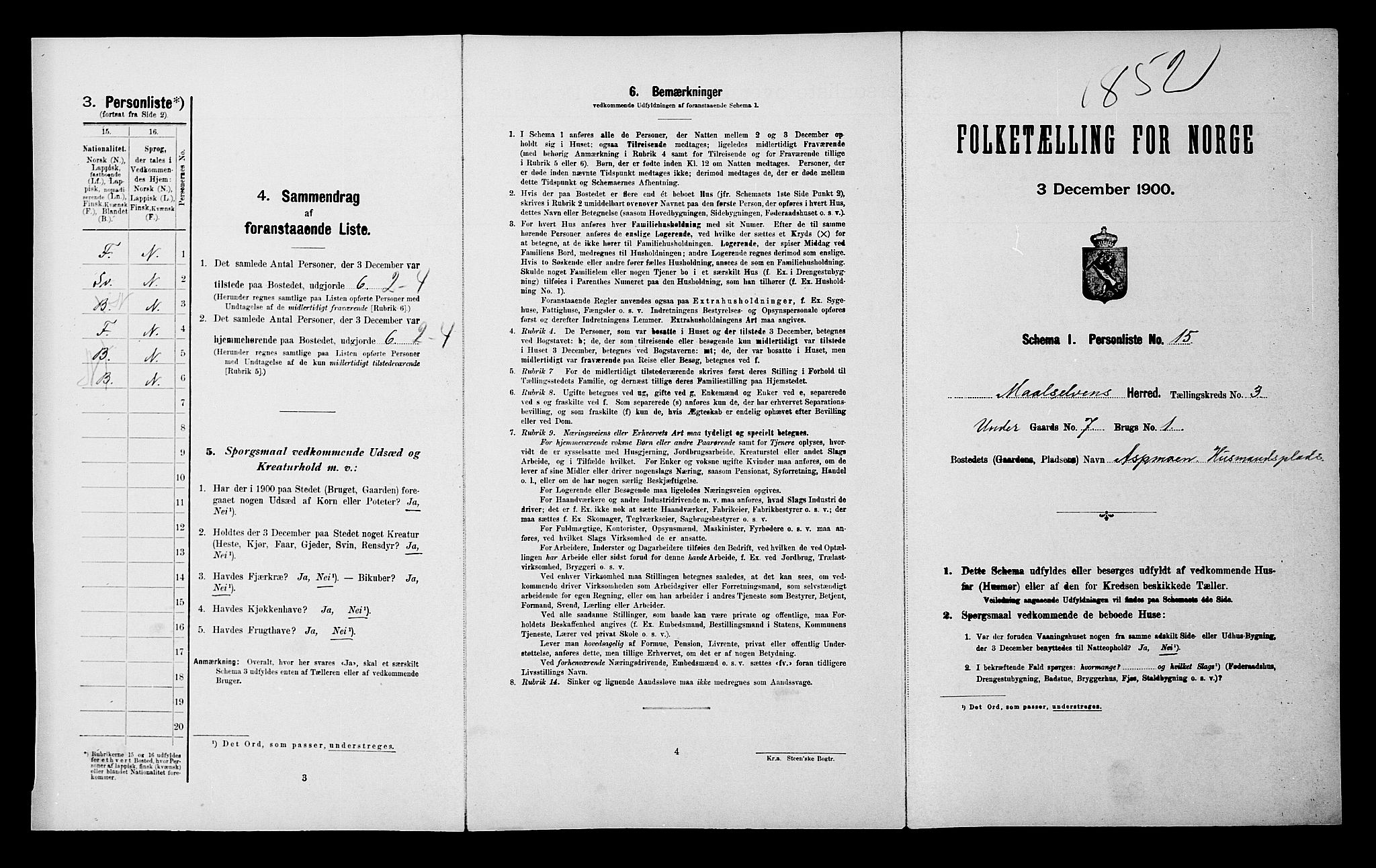 SATØ, Folketelling 1900 for 1924 Målselv herred, 1900, s. 266