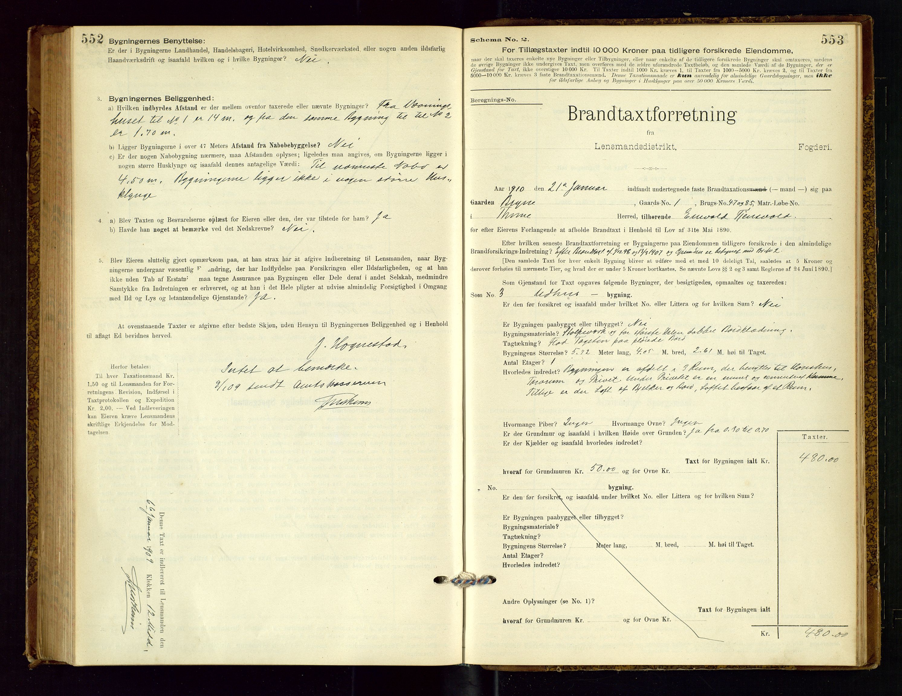 Time lensmannskontor, AV/SAST-A-100420/Gob/L0001: Branntakstprotokoll, 1896-1914, s. 552-553