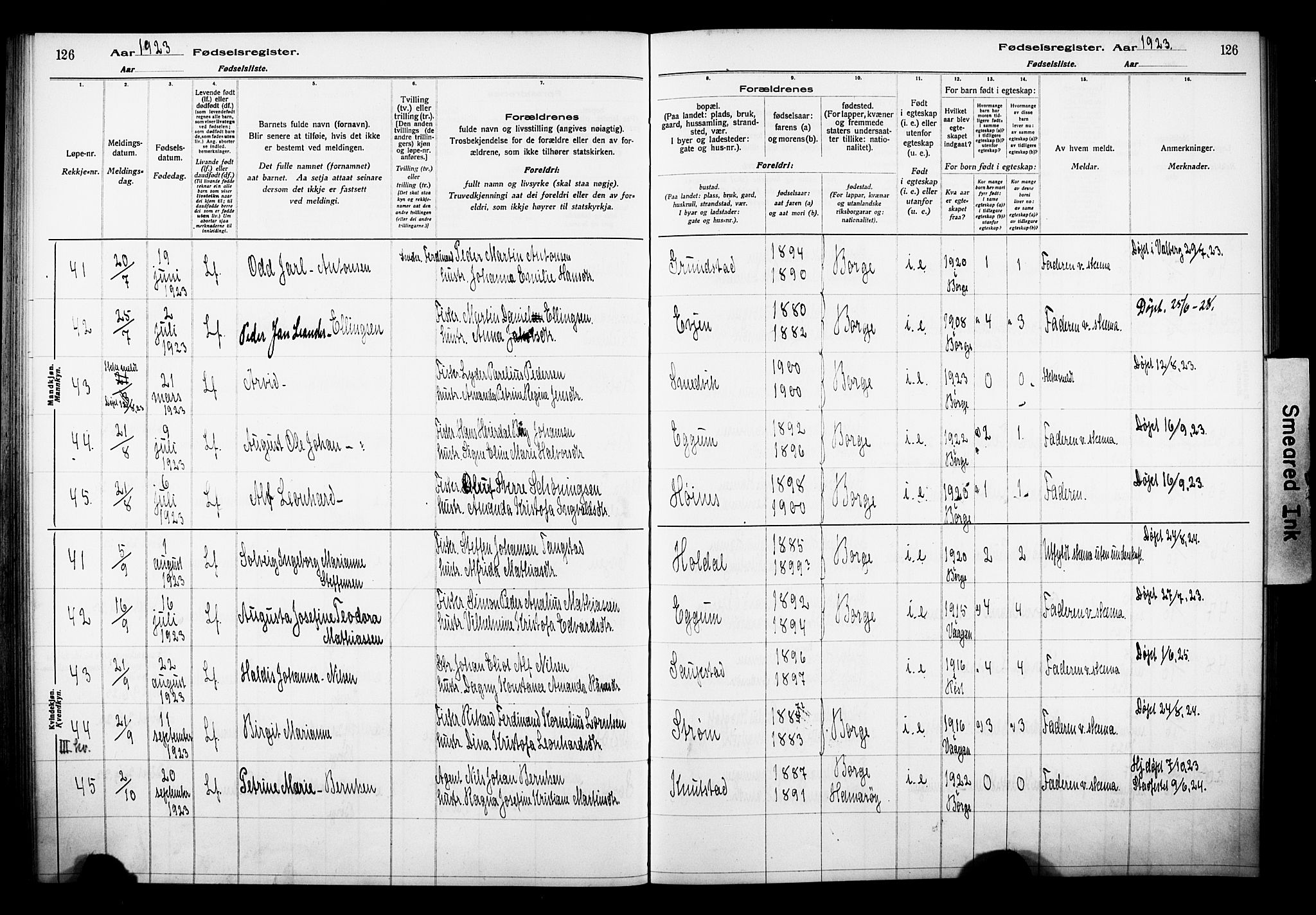 Ministerialprotokoller, klokkerbøker og fødselsregistre - Nordland, AV/SAT-A-1459/880/L1145: Fødselsregister nr. 880.II.4.1, 1916-1929, s. 126