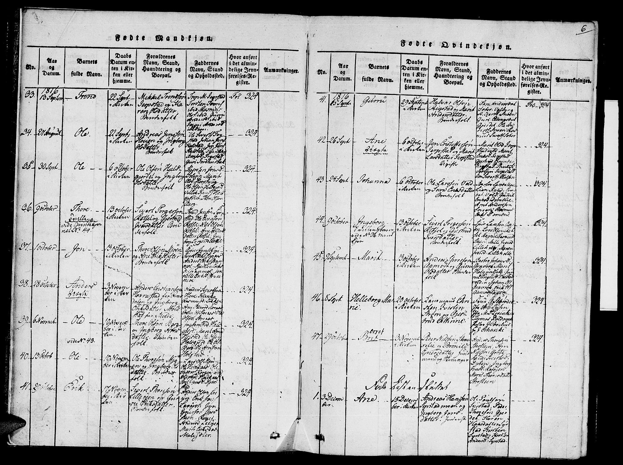 Ministerialprotokoller, klokkerbøker og fødselsregistre - Sør-Trøndelag, AV/SAT-A-1456/672/L0853: Ministerialbok nr. 672A06 /1, 1816-1829, s. 6