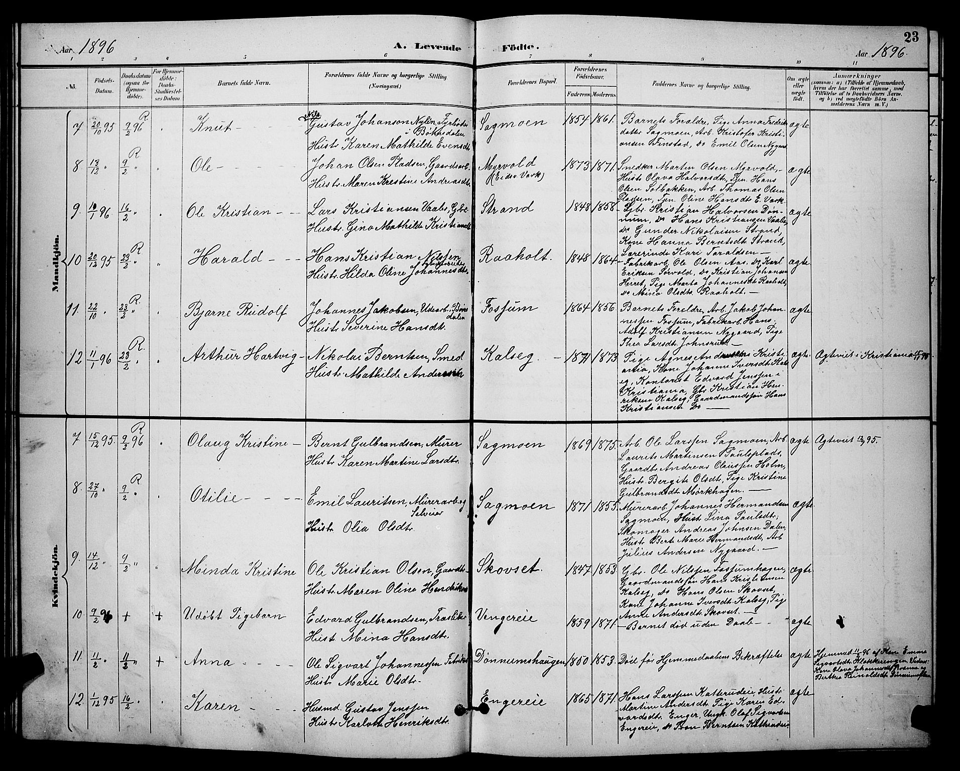 Eidsvoll prestekontor Kirkebøker, AV/SAO-A-10888/G/Ga/L0006: Klokkerbok nr. I 6, 1895-1901, s. 23
