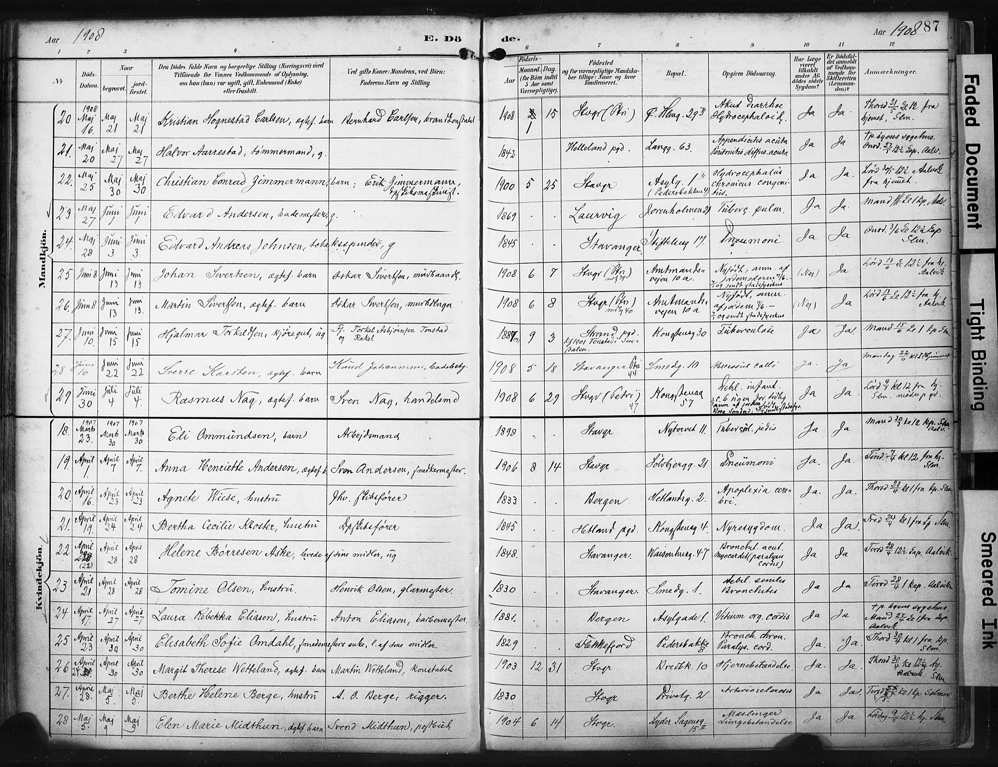 St. Petri sokneprestkontor, AV/SAST-A-101813/001/30/30BA/L0022: Ministerialbok nr. A 22, 1895-1919, s. 87
