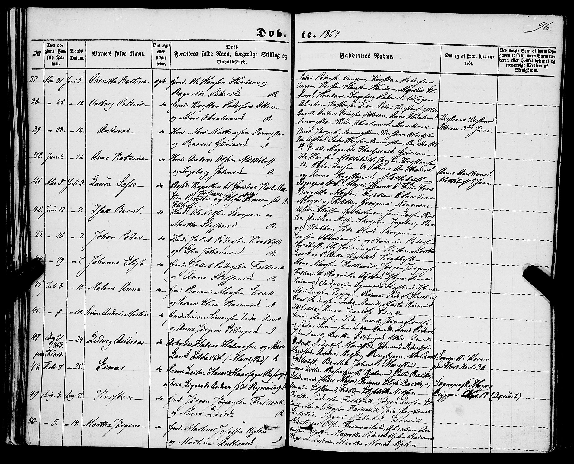 Davik sokneprestembete, AV/SAB-A-79701/H/Haa/Haaa/L0005: Ministerialbok nr. A 5, 1850-1866, s. 96