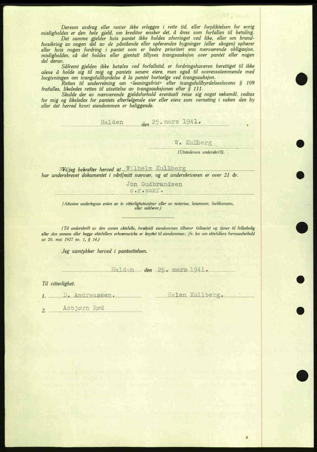 Idd og Marker sorenskriveri, AV/SAO-A-10283/G/Gb/Gbc/L0002: Pantebok nr. B4-9a, 1939-1945, Dagboknr: 383/1941