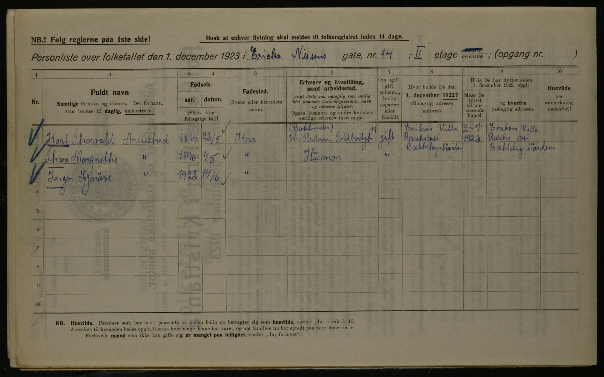 OBA, Kommunal folketelling 1.12.1923 for Kristiania, 1923, s. 24735