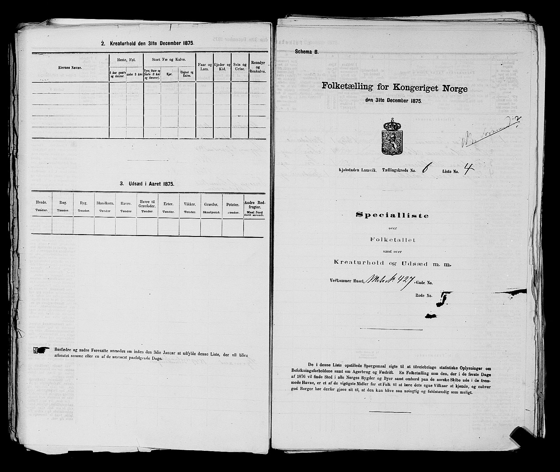 SAKO, Folketelling 1875 for 0707P Larvik prestegjeld, 1875, s. 1129