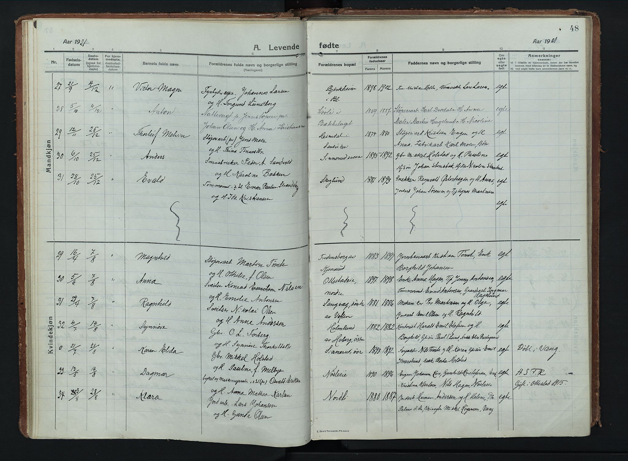 Stange prestekontor, AV/SAH-PREST-002/K/L0028: Ministerialbok nr. 28, 1913-1932, s. 48