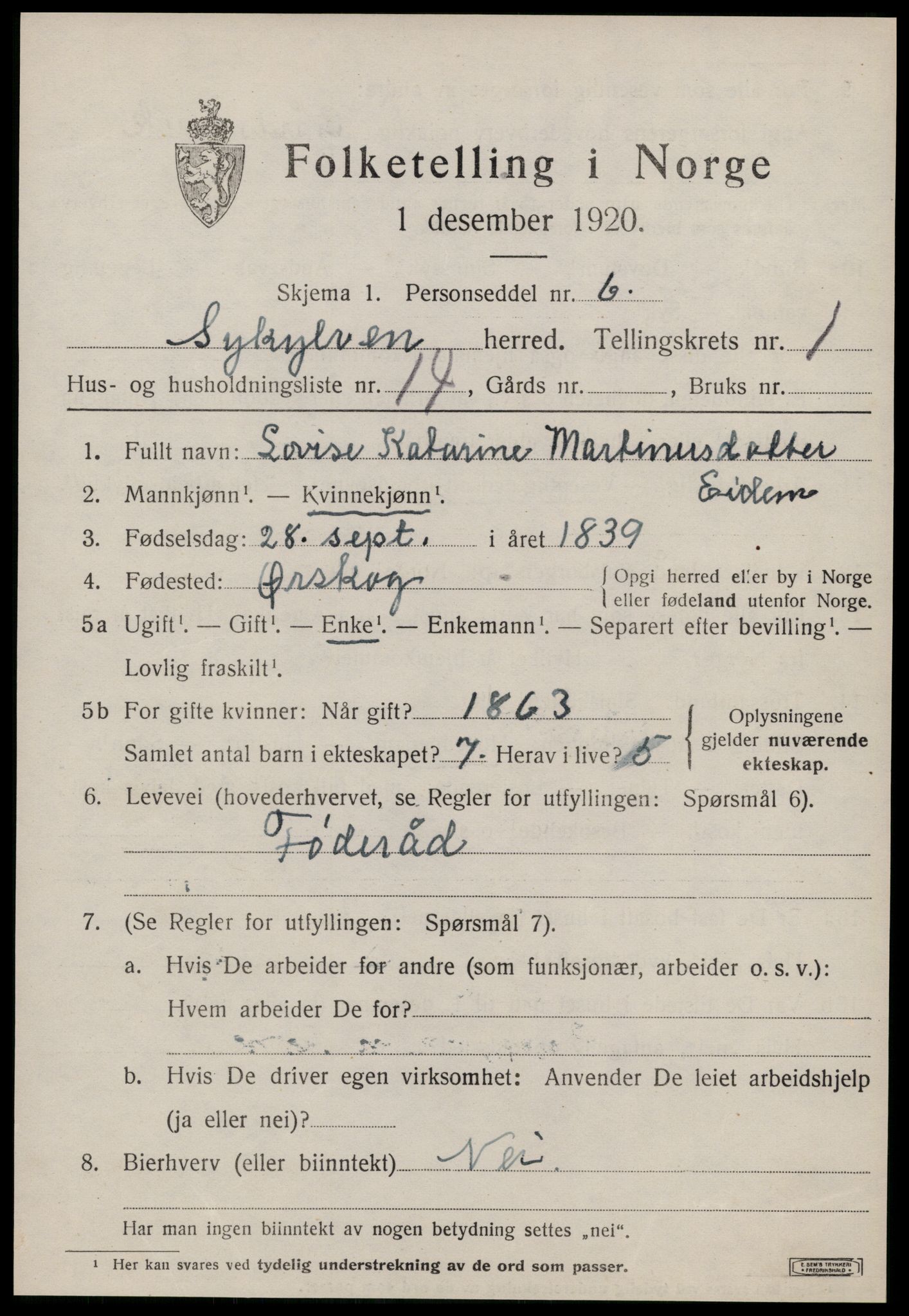 SAT, Folketelling 1920 for 1528 Sykkylven herred, 1920, s. 1089