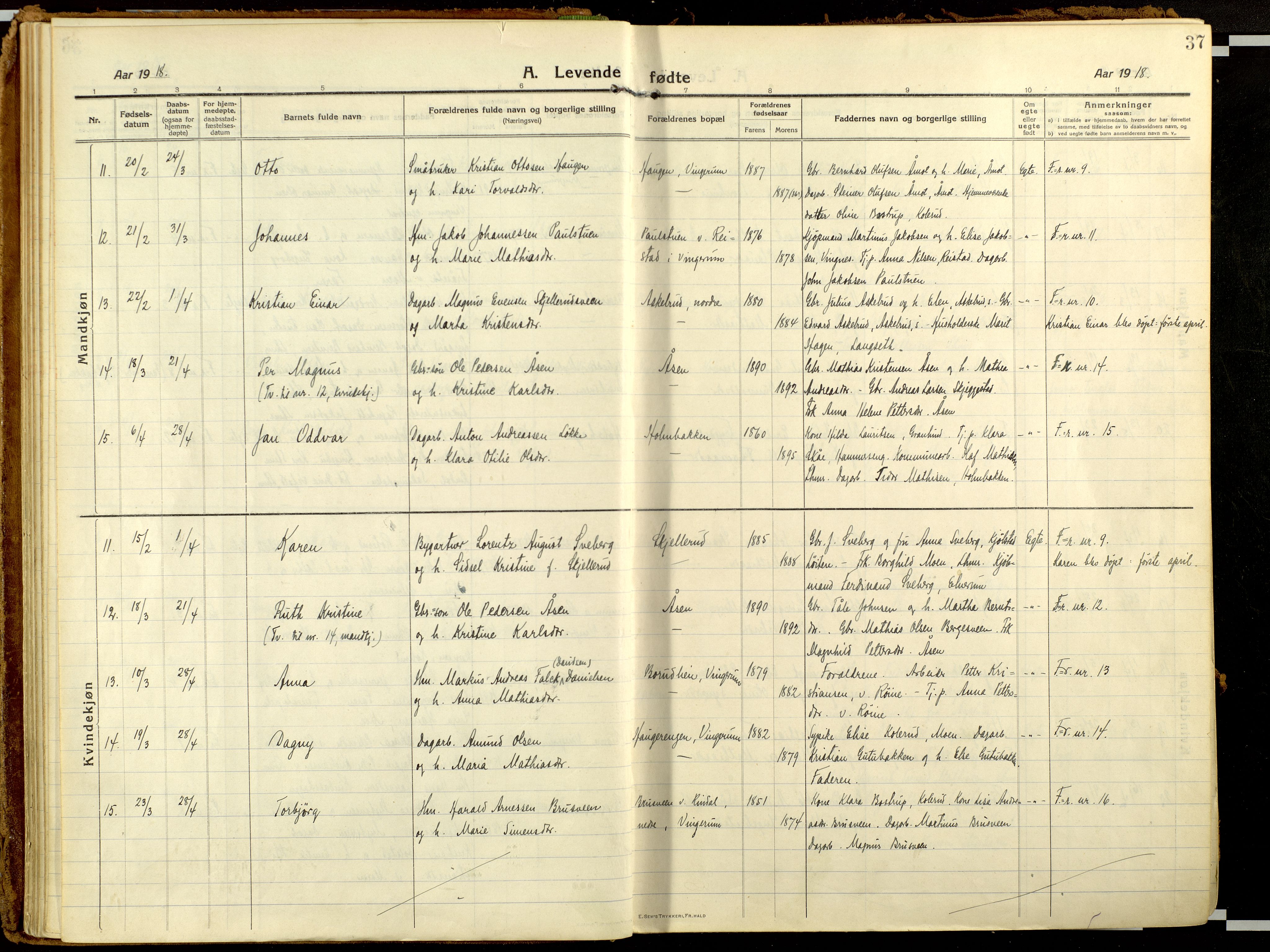 Fåberg prestekontor, AV/SAH-PREST-086/H/Ha/Haa/L0013: Ministerialbok nr. 13, 1913-1928, s. 37