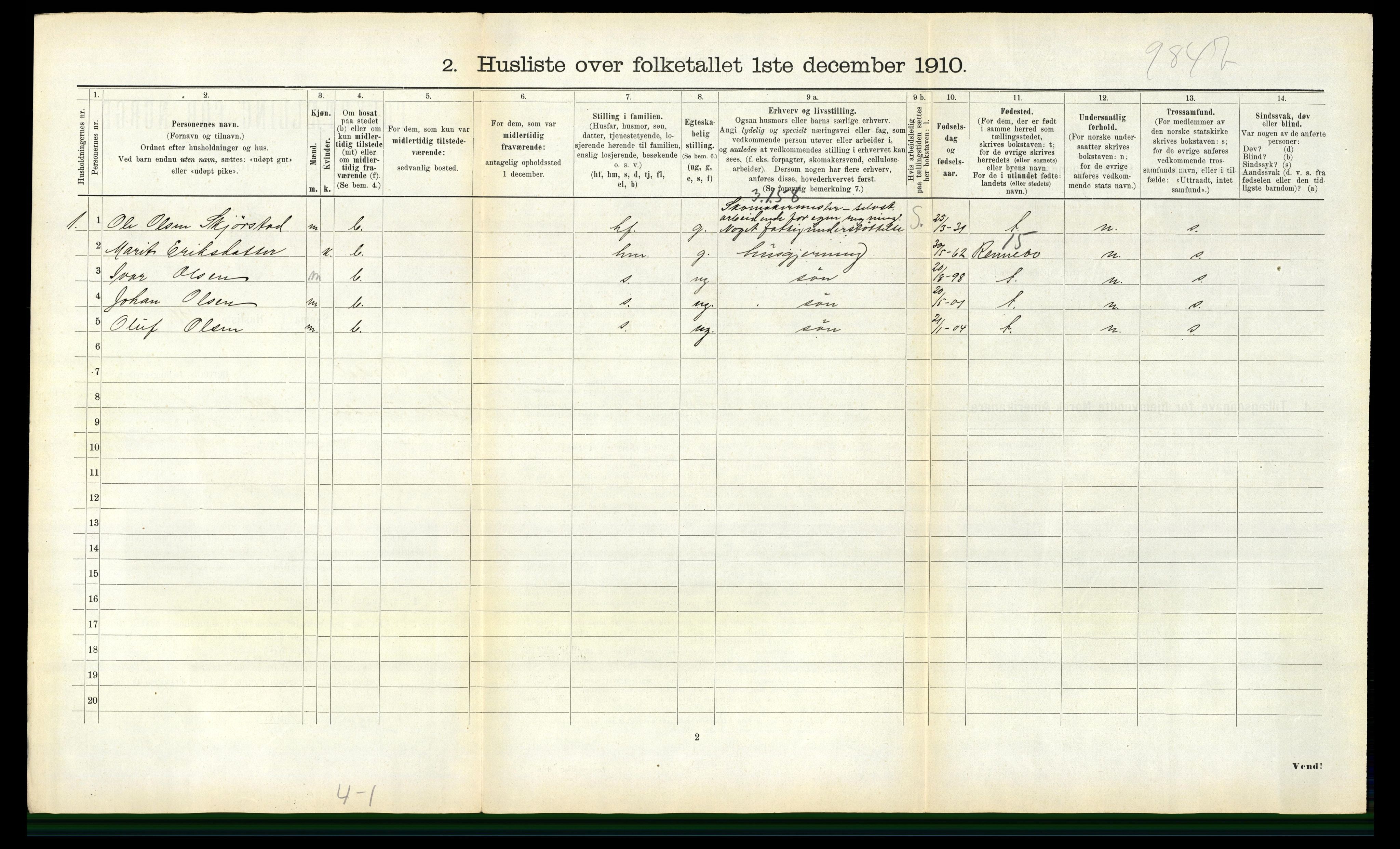 RA, Folketelling 1910 for 1634 Oppdal herred, 1910, s. 1216