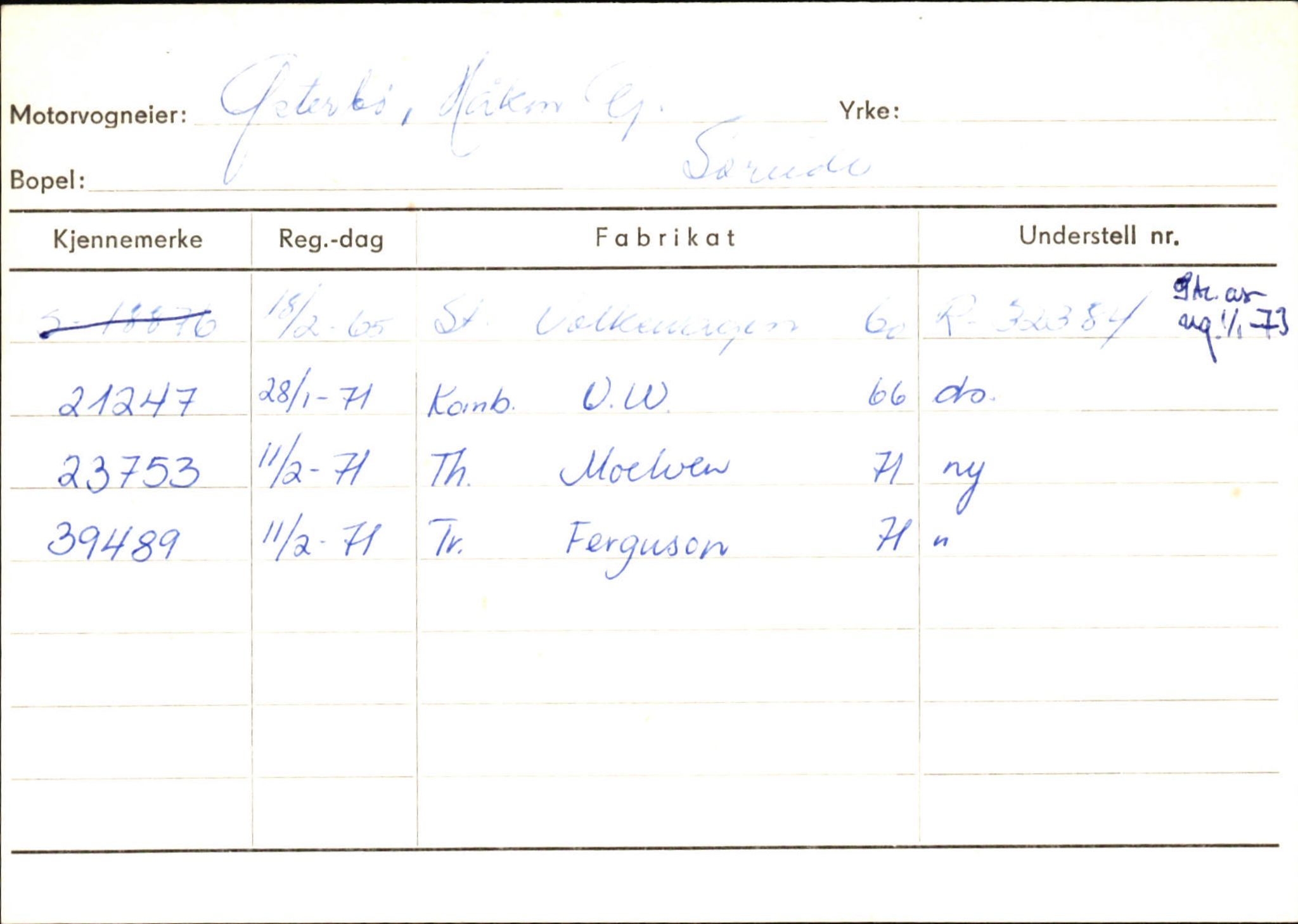 Statens vegvesen, Sogn og Fjordane vegkontor, SAB/A-5301/4/F/L0131: Eigarregister Høyanger P-Å. Stryn S-Å, 1945-1975, s. 1024