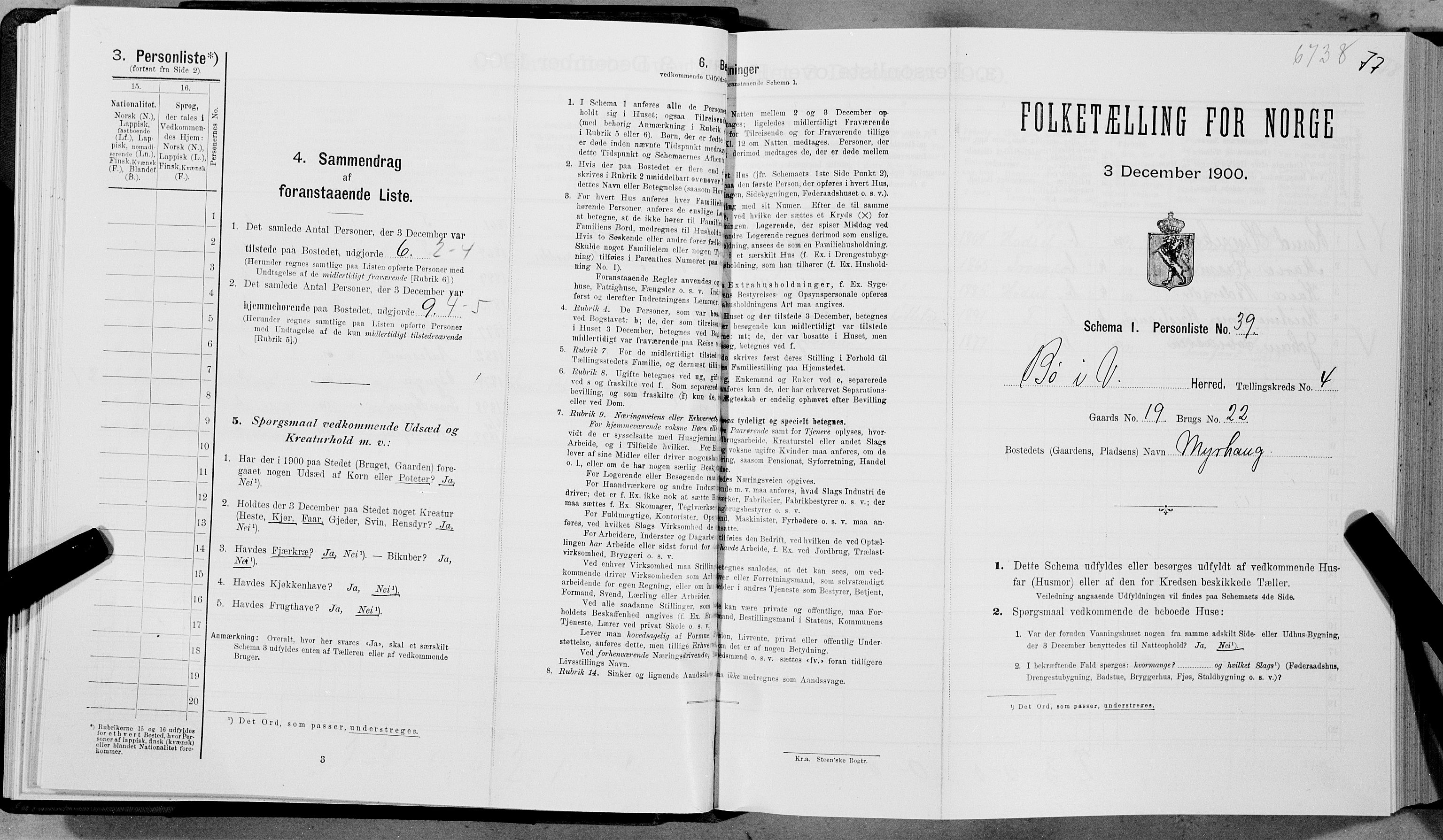 SAT, Folketelling 1900 for 1867 Bø herred, 1900, s. 487