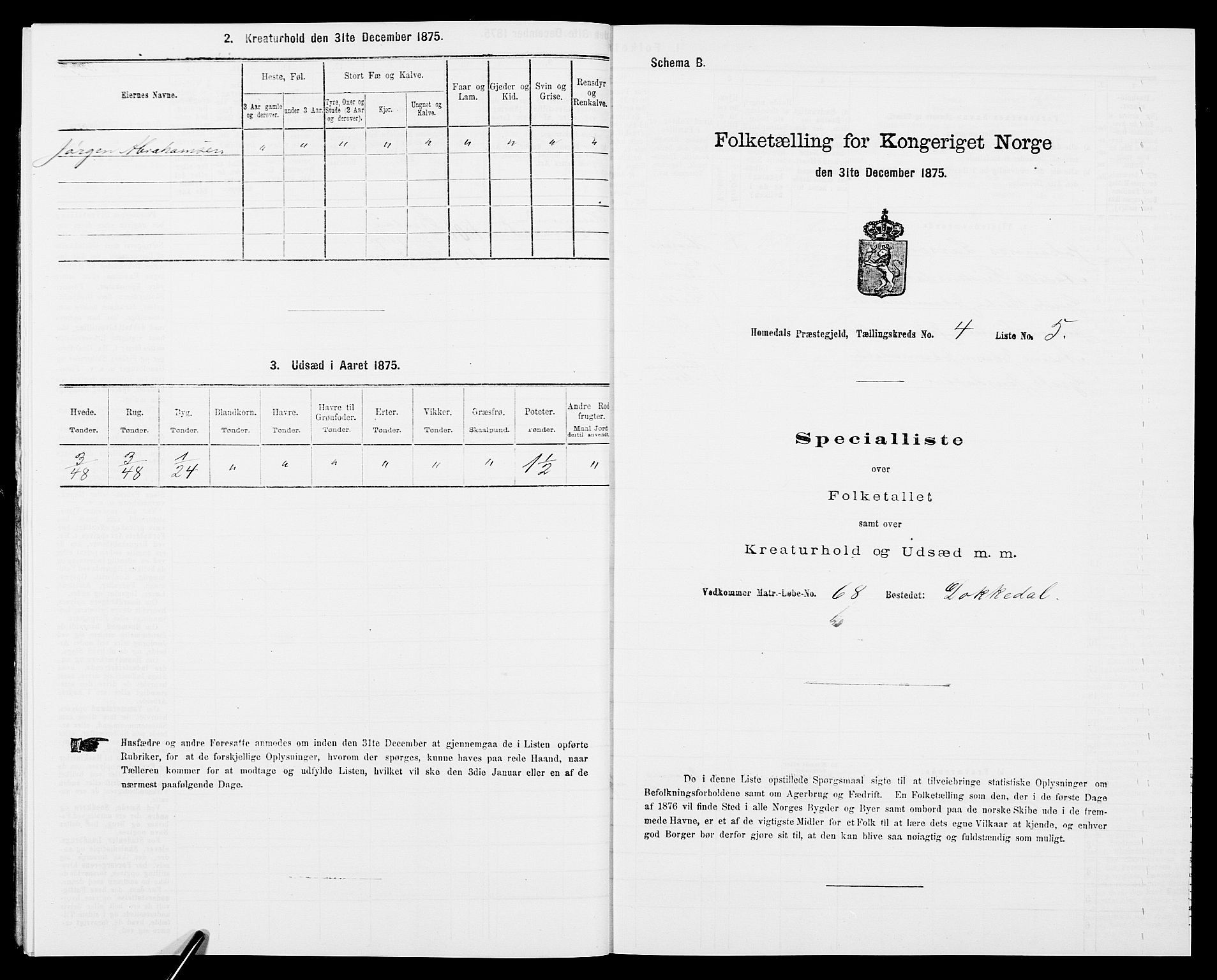 SAK, Folketelling 1875 for 0924P Homedal prestegjeld, 1875, s. 809