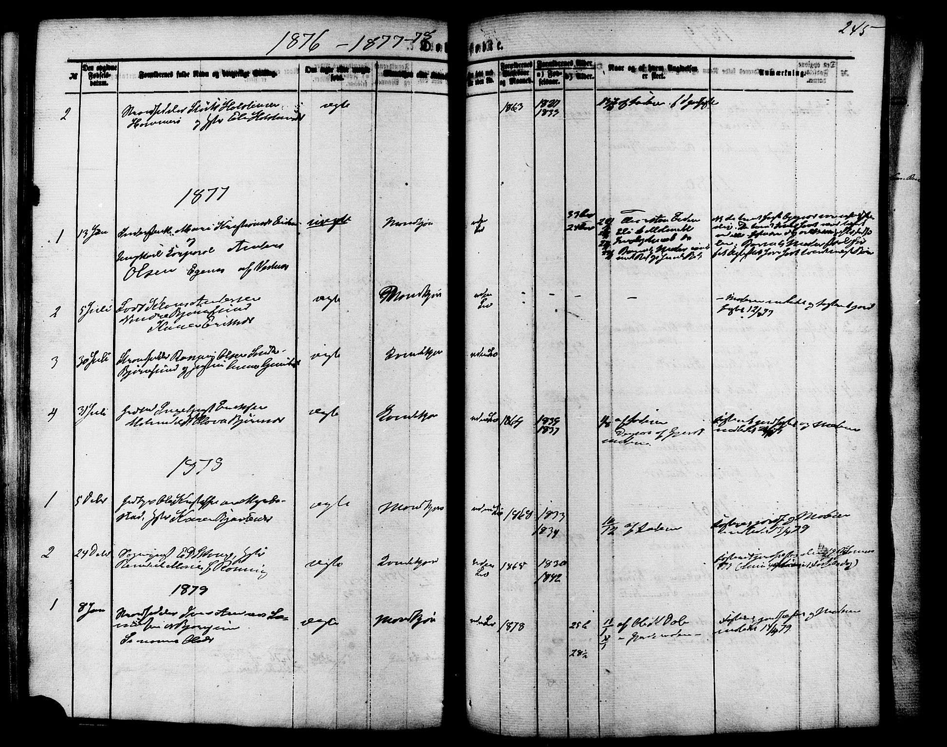 Ministerialprotokoller, klokkerbøker og fødselsregistre - Møre og Romsdal, SAT/A-1454/565/L0749: Ministerialbok nr. 565A03, 1871-1886, s. 245