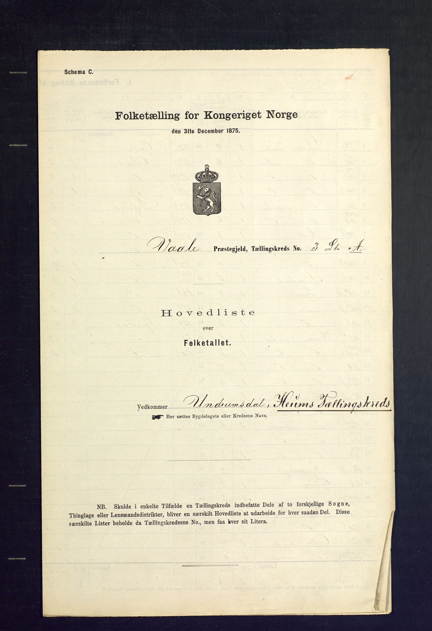 SAKO, Folketelling 1875 for 0716P Våle prestegjeld, 1875, s. 10