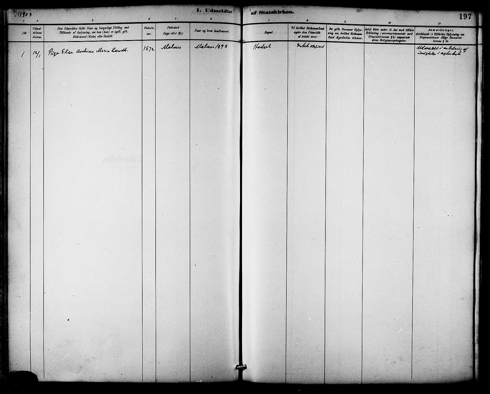 Ministerialprotokoller, klokkerbøker og fødselsregistre - Nordland, AV/SAT-A-1459/892/L1320: Ministerialbok nr. 892A01, 1886-1901, s. 197