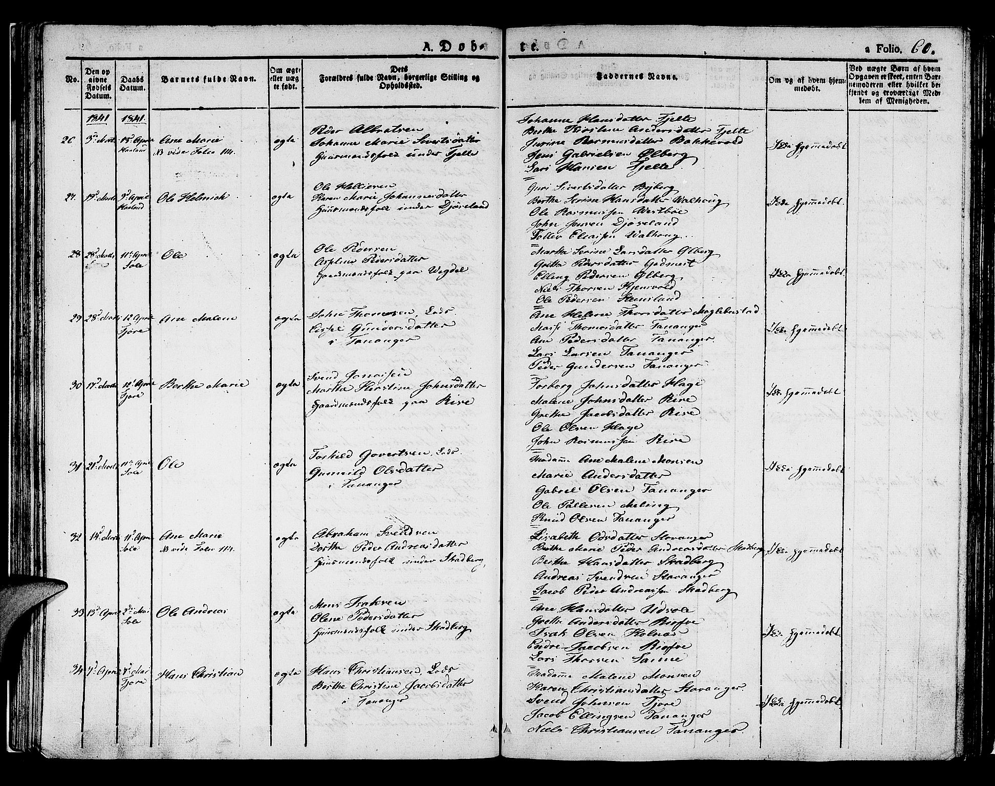 Håland sokneprestkontor, AV/SAST-A-101802/001/30BA/L0005: Ministerialbok nr. A 5, 1829-1841, s. 60