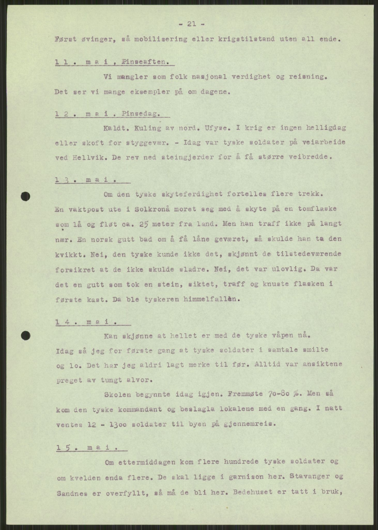 Forsvaret, Forsvarets krigshistoriske avdeling, AV/RA-RAFA-2017/Y/Ya/L0015: II-C-11-31 - Fylkesmenn.  Rapporter om krigsbegivenhetene 1940., 1940, s. 71