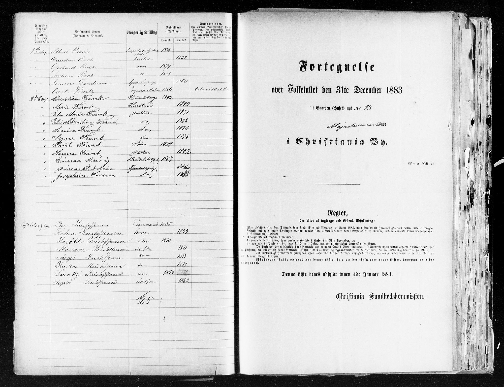 OBA, Kommunal folketelling 31.12.1883 for Kristiania kjøpstad, 1883, s. 2613