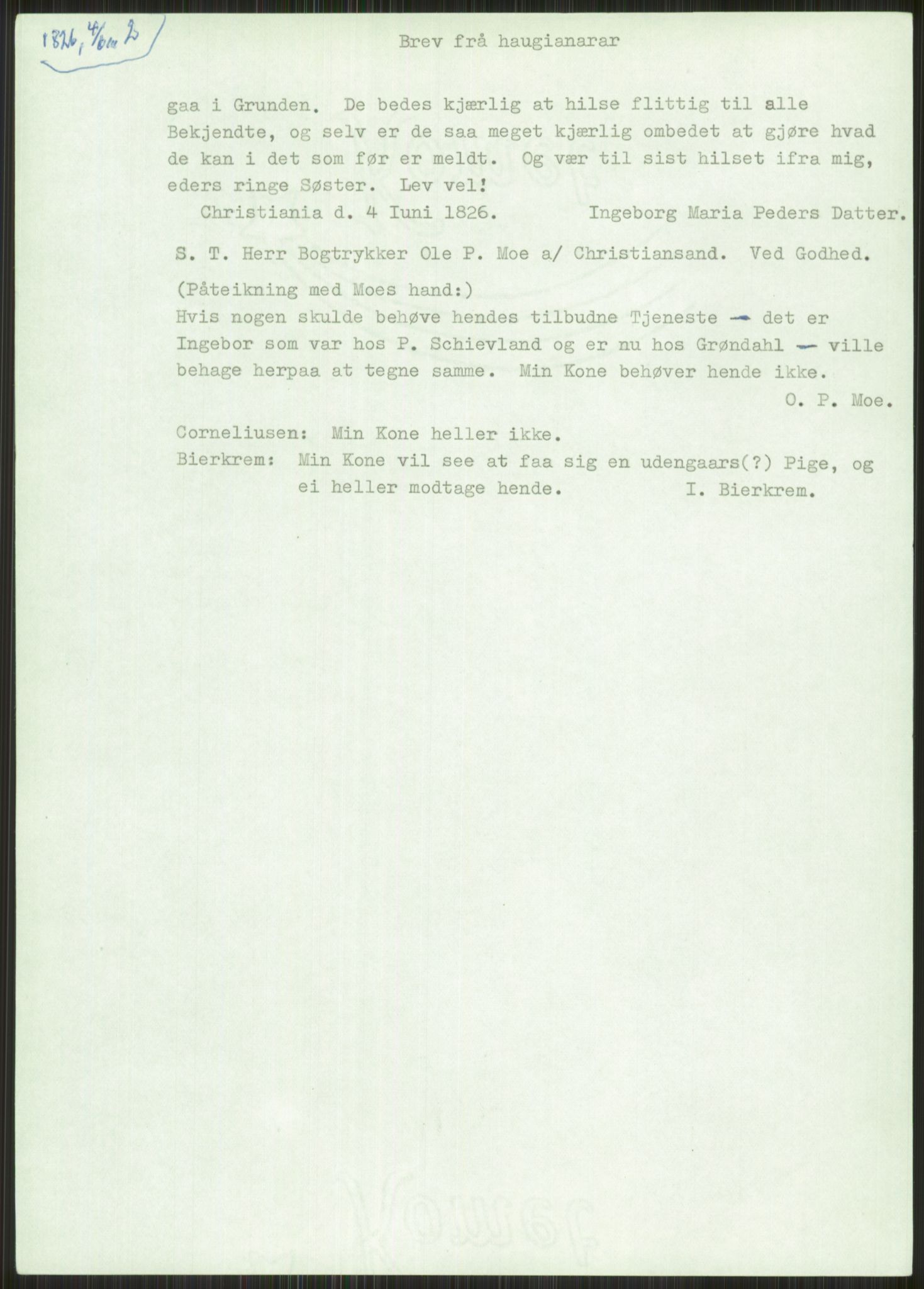 Samlinger til kildeutgivelse, Haugianerbrev, AV/RA-EA-6834/F/L0003: Haugianerbrev III: 1822-1826, 1822-1826