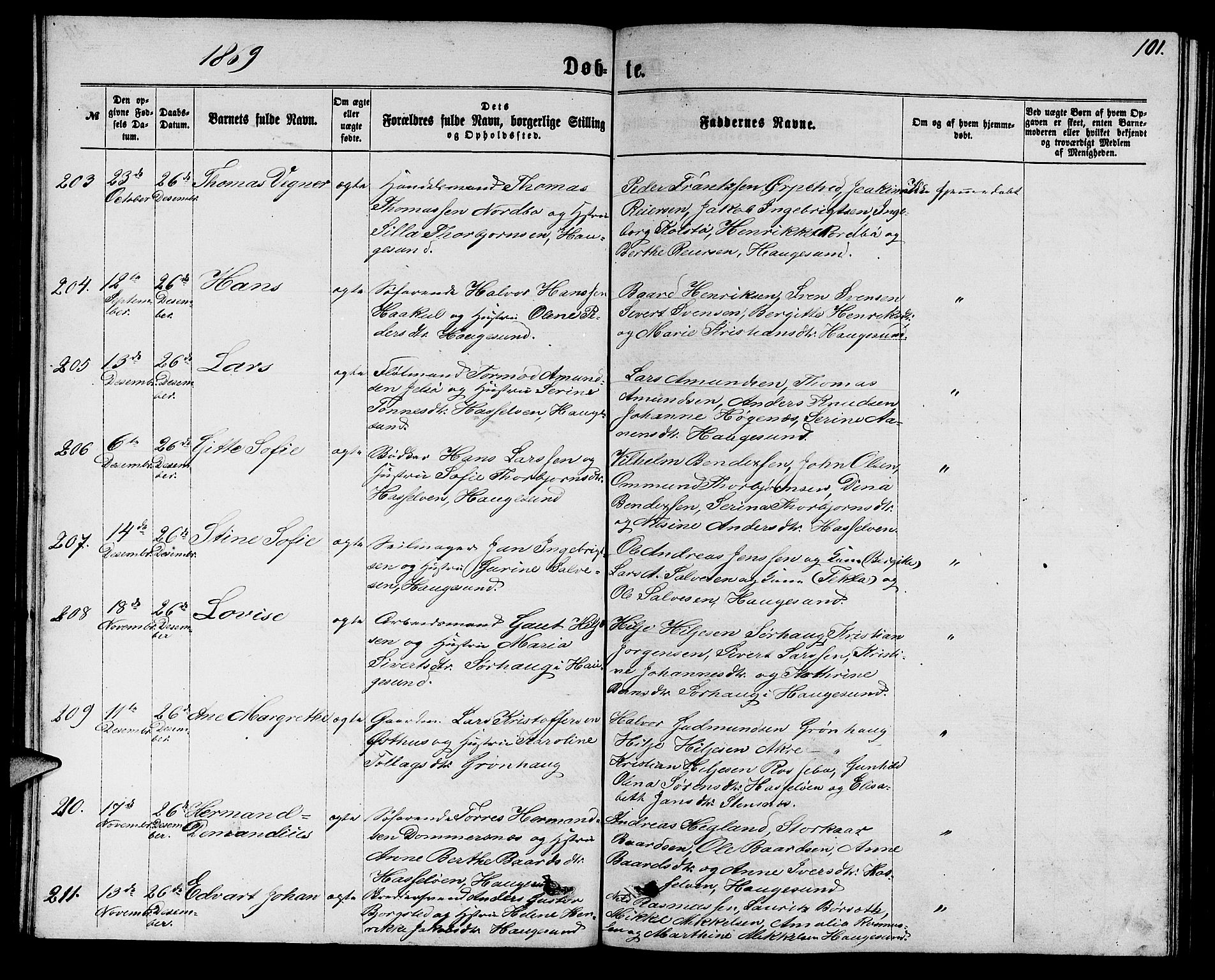Torvastad sokneprestkontor, AV/SAST-A -101857/H/Ha/Hab/L0007: Klokkerbok nr. B 7, 1866-1873, s. 101