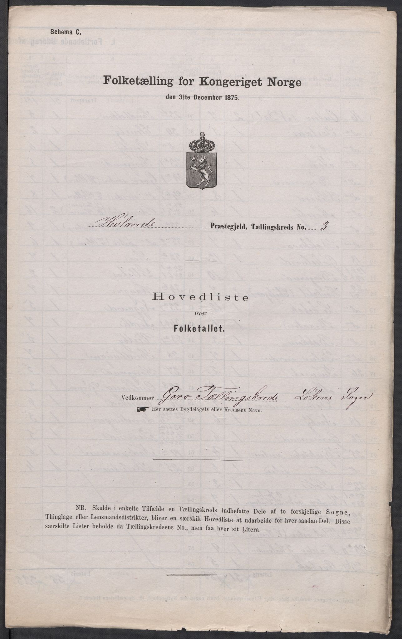 RA, Folketelling 1875 for 0221P Høland prestegjeld, 1875, s. 10