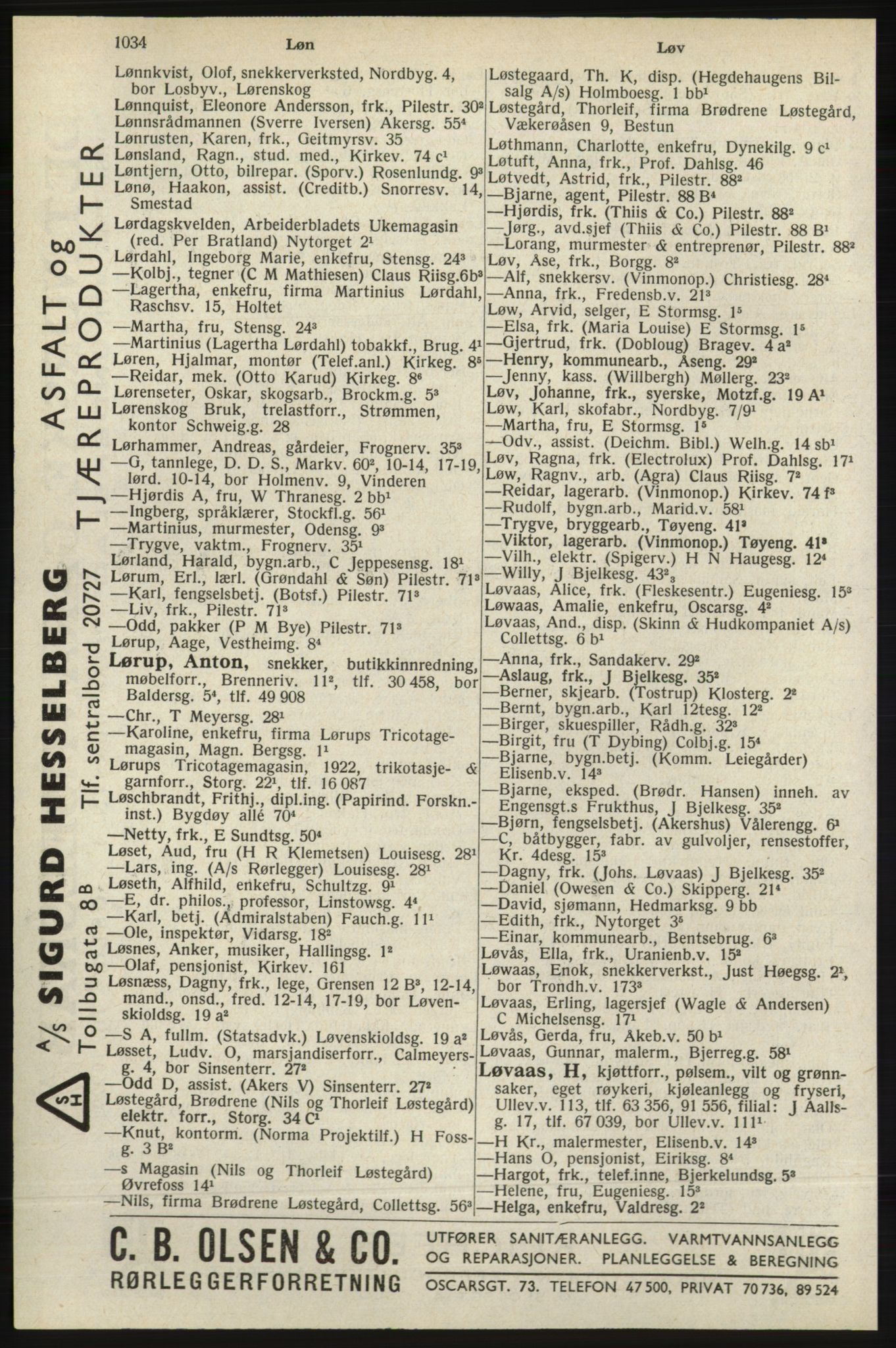 Kristiania/Oslo adressebok, PUBL/-, 1940, s. 1052