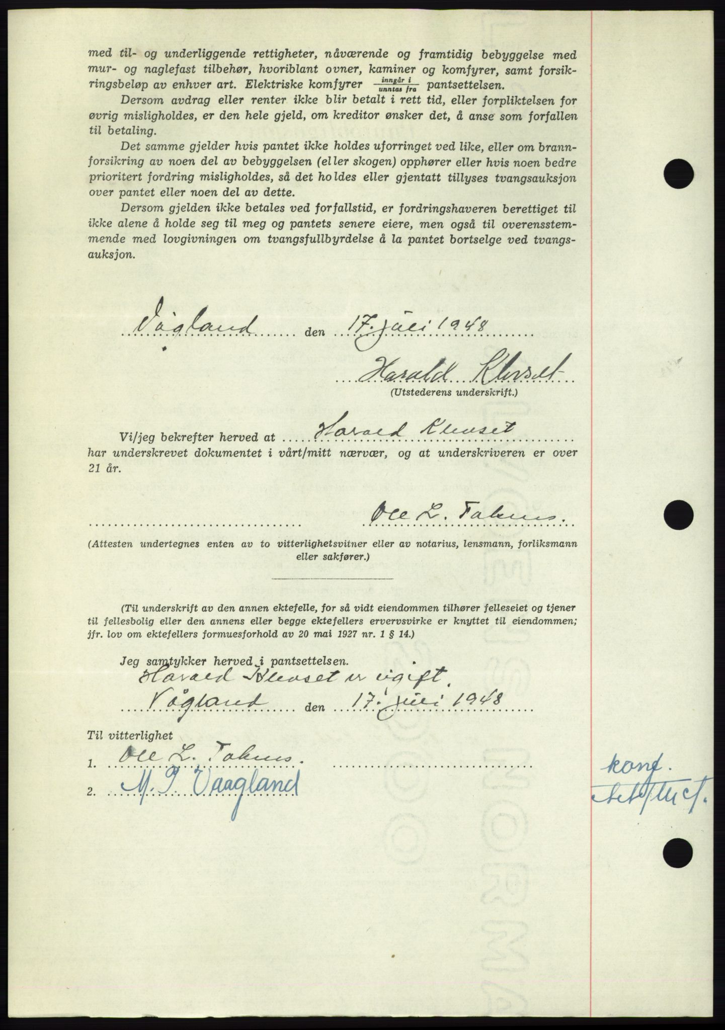 Nordmøre sorenskriveri, AV/SAT-A-4132/1/2/2Ca: Pantebok nr. B99, 1948-1948, Dagboknr: 2125/1948