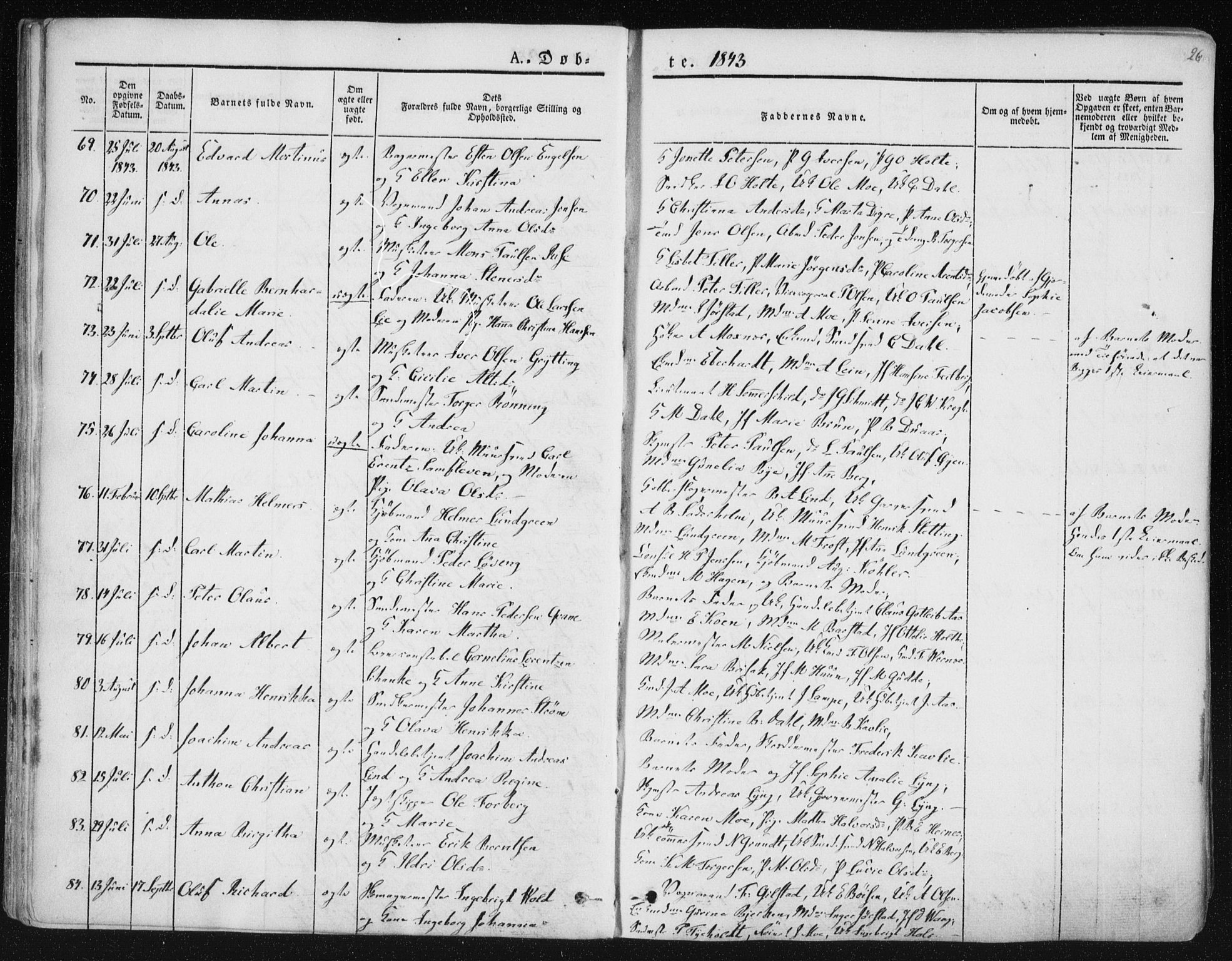 Ministerialprotokoller, klokkerbøker og fødselsregistre - Sør-Trøndelag, SAT/A-1456/602/L0110: Ministerialbok nr. 602A08, 1840-1854, s. 26