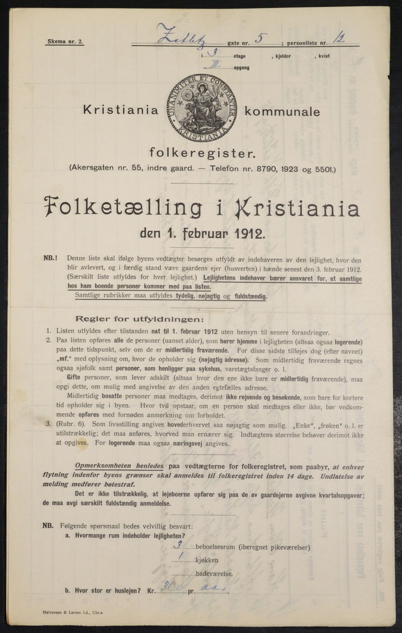 OBA, Kommunal folketelling 1.2.1912 for Kristiania, 1912, s. 128670